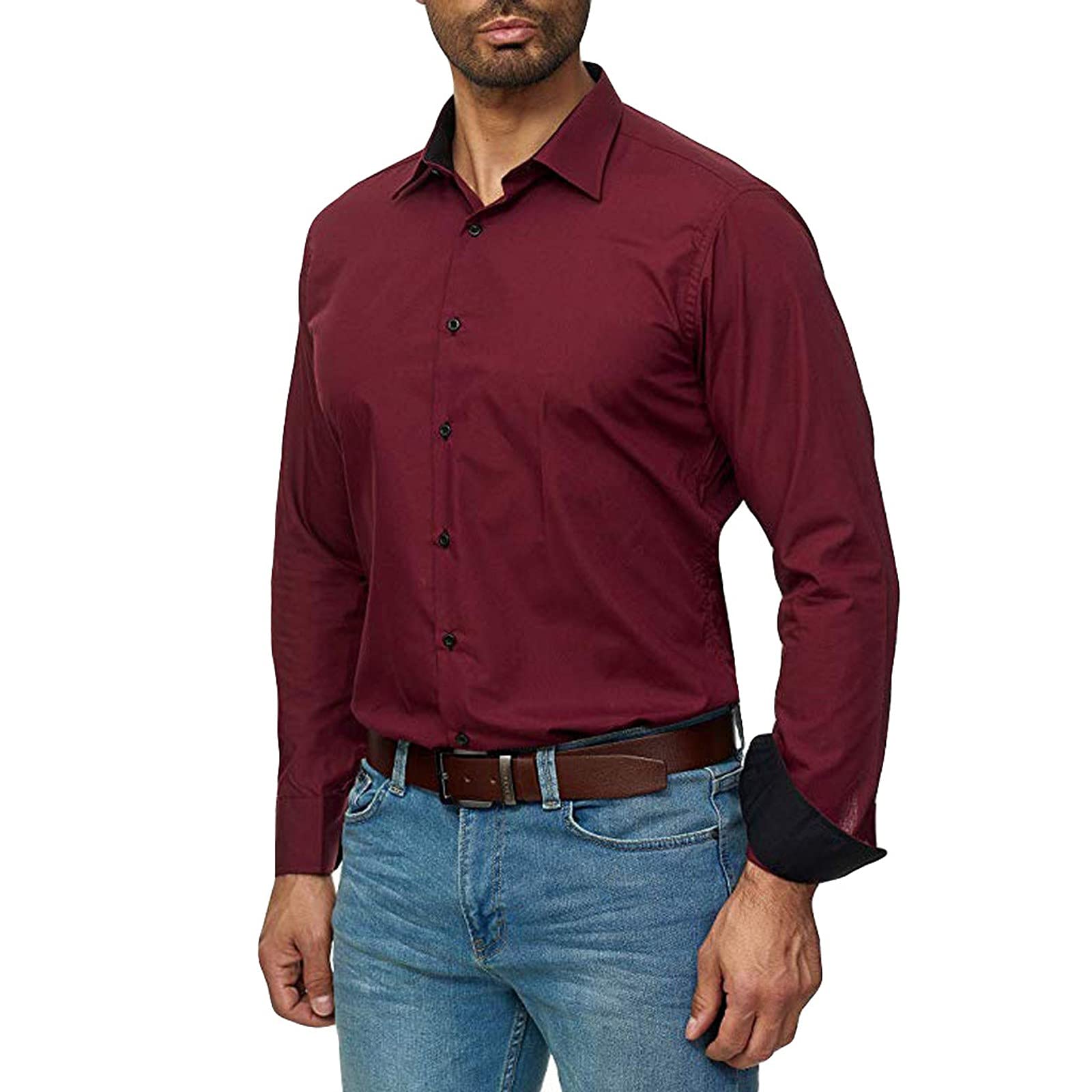 Men's Casual Button Down Dress Shirts - Long Sleeve Regular Fit Oxford Shirt for Work & Business | Western Style Formal Wear | Perfect for Office, Interviews & Special Occasions