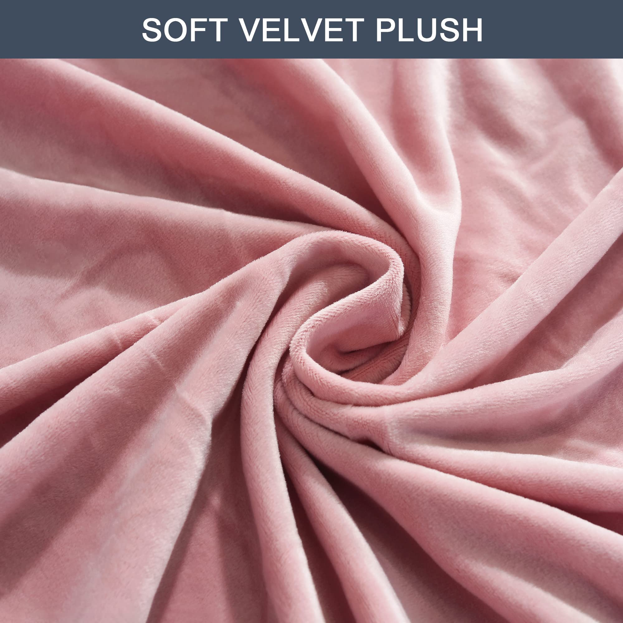 CONRUSER Stretch Velvet Sofa Slipcover - Soft Elastic Furniture Protector for Pets & Kids - Pink Small Couch Cover for Living Room, Bedroom & Home Decor