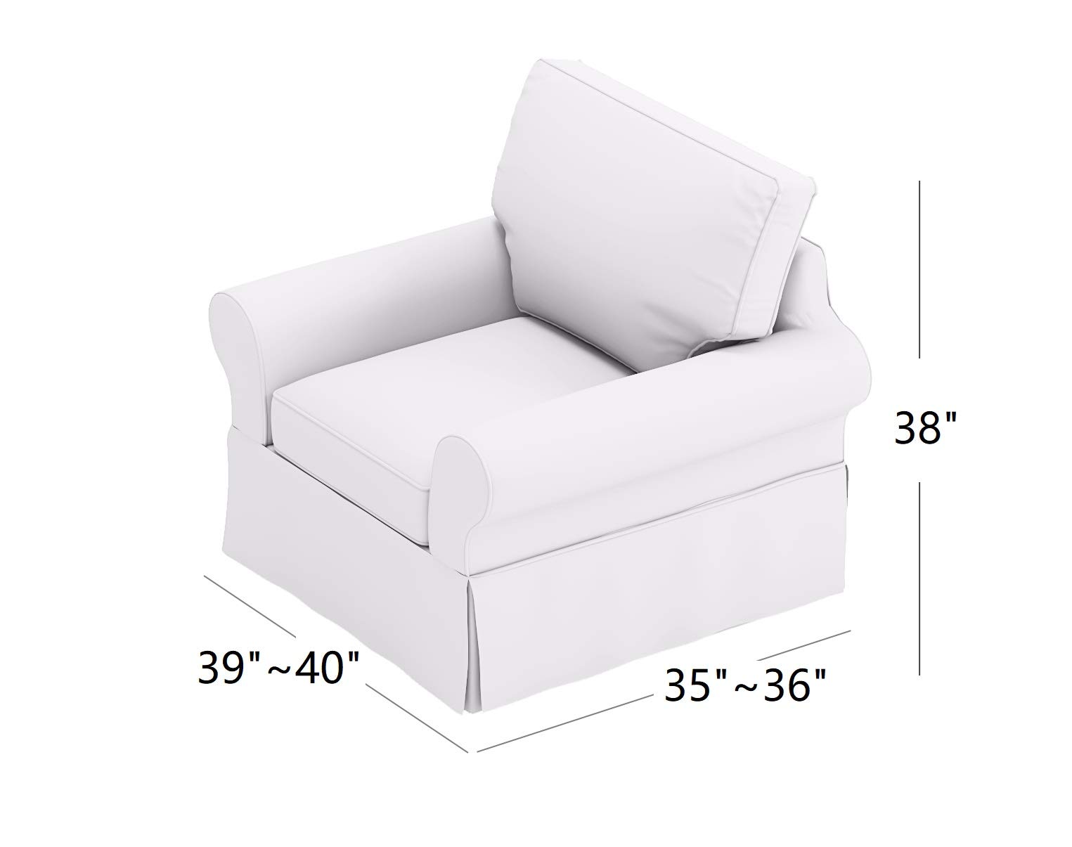 Pottery Barn PB Basic Chair Cover - Sofa Slipcover Replacement for 39.5