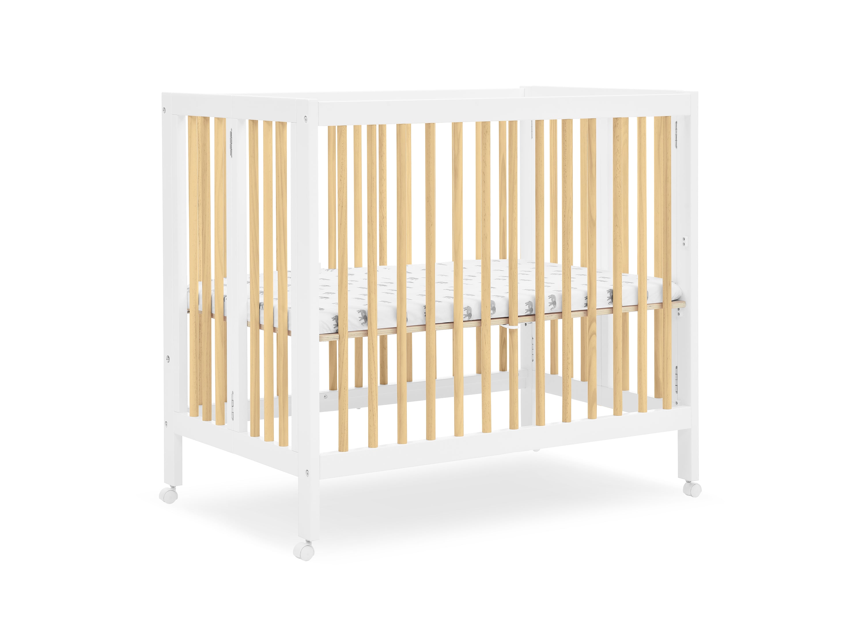 Portable Folding Mini Crib with 1.5 Inch Mattress - Lightweight Travel Baby Bed for Nursery, Home & On-The-Go Use