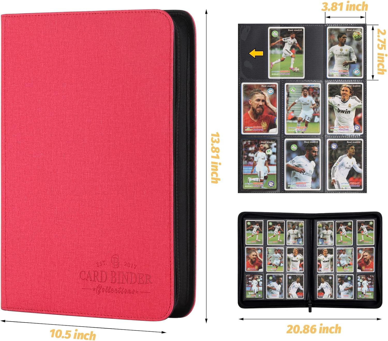 Premium 540-Pocket Side Loading Trading Card Binder - Professional Card Collection Album for TCG, MTG, Baseball & Yu-Gi-Oh Cards (Red) - Perfect for Gaming Tournaments, Collectors & Card Storage Organization