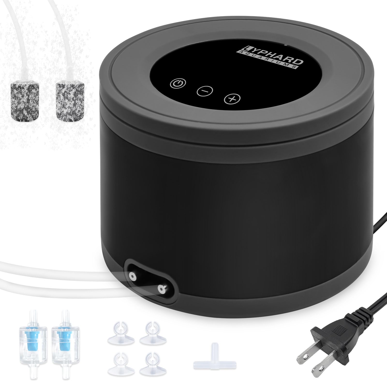 Ultra Quiet Aquarium Air Pump with Dual Outlets - 8W Adjustable Oxygen Aerator for 30-1000 Gallon Fish Tanks (Includes Accessories) - Perfect for Home Aquariums, Fish Breeding & Hydroponic Systems