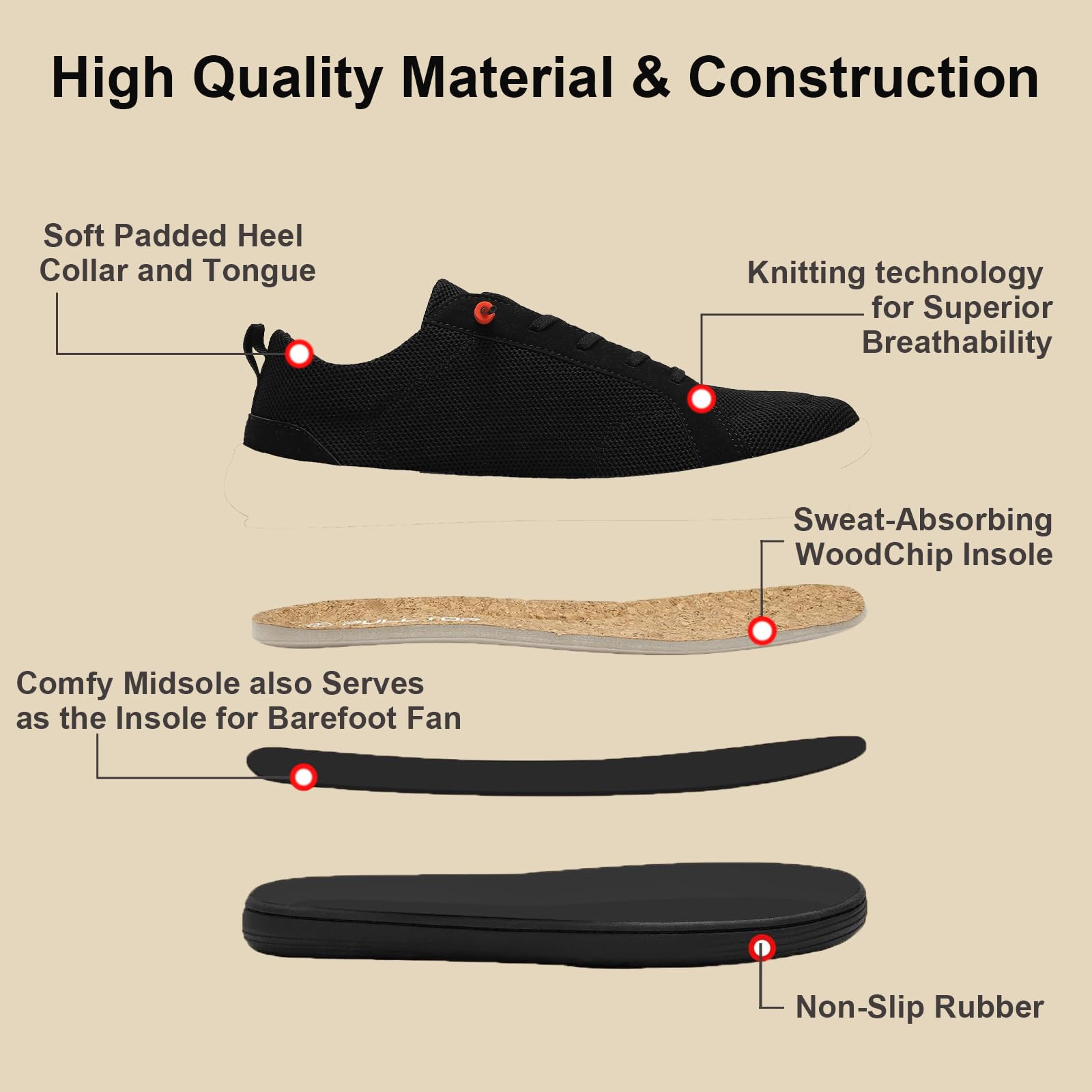 Men's Barefoot Wide Toe Box Shoes - Zero Drop Minimalist Slip-On Walking Shoes for Wide Feet | Perfect for Natural Movement, Gym Training & Outdoor Activities