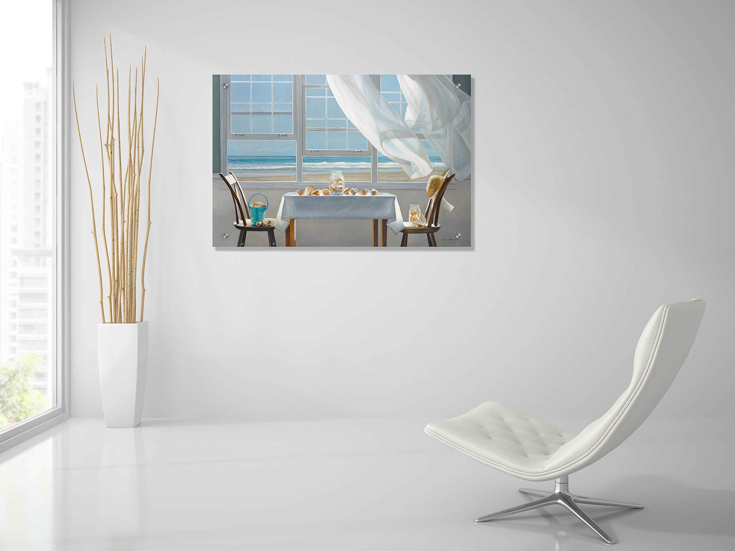 Karen Hollingsworth 'The Shell Collectors' Acrylic Wall Art Painting - 36x24 Inches Coastal Beach Decor for Living Room, Bedroom & Office