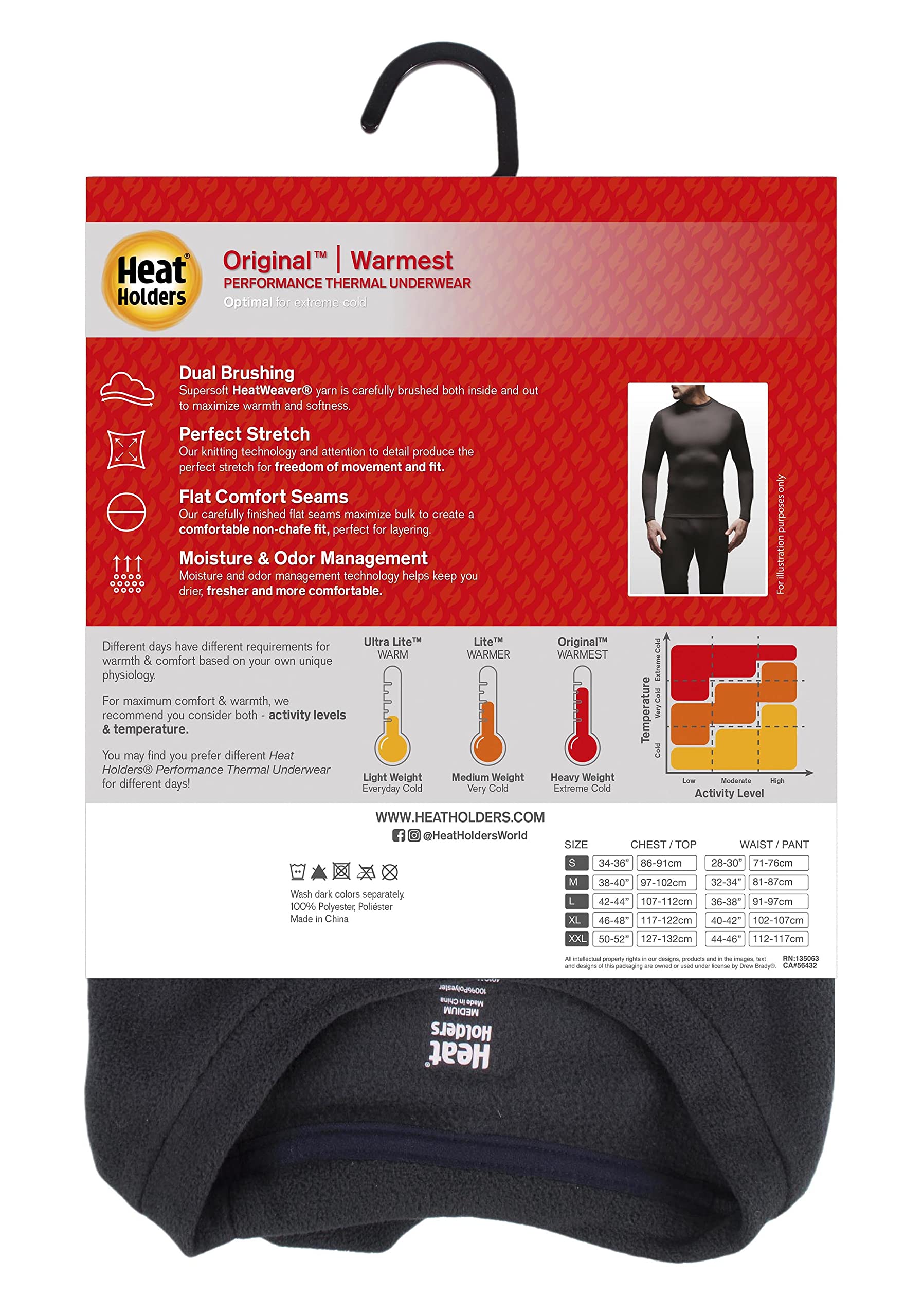 Heat Holders Men's Thermal Long Sleeve Base Layer Top - Ultra Warm Winter Underwear for Skiing, Hiking & Cold Weather Activities