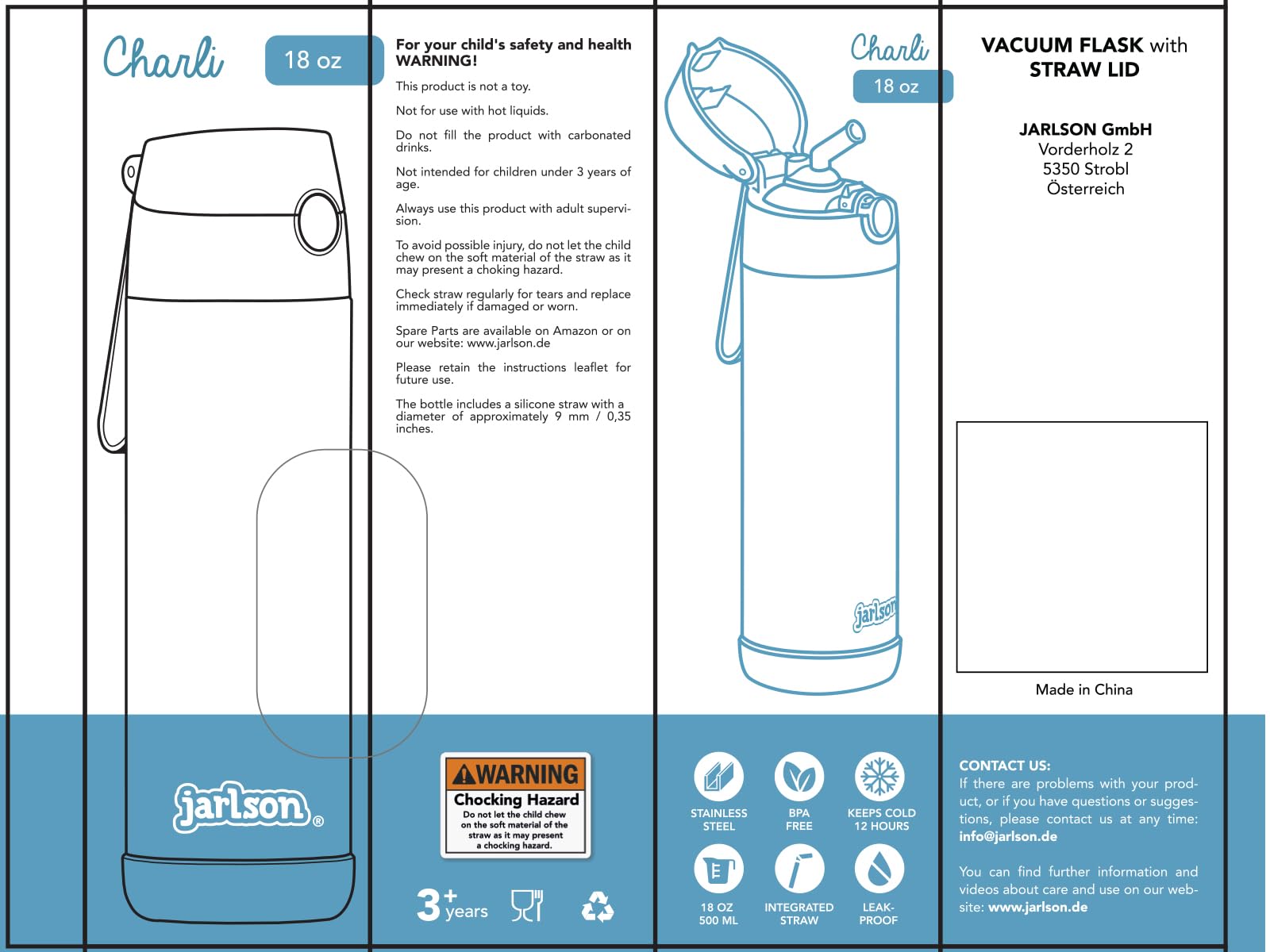 Insulated Stainless Steel Water Bottle for Kids with Straw - CHARLI Thermos for Boys & Girls (12 oz, Lion 'Star') - Perfect for School, Sports & Outdoor Adventures