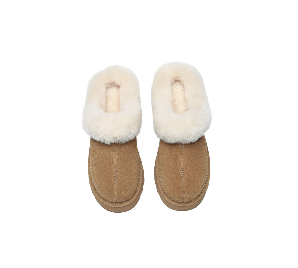 Australian Shepherd® UGG Slippers - Genuine Sheepskin Wool Ankle Boots with Chunky Platform - Cozy Indoor/Outdoor Winter House Shoes for Women & Men