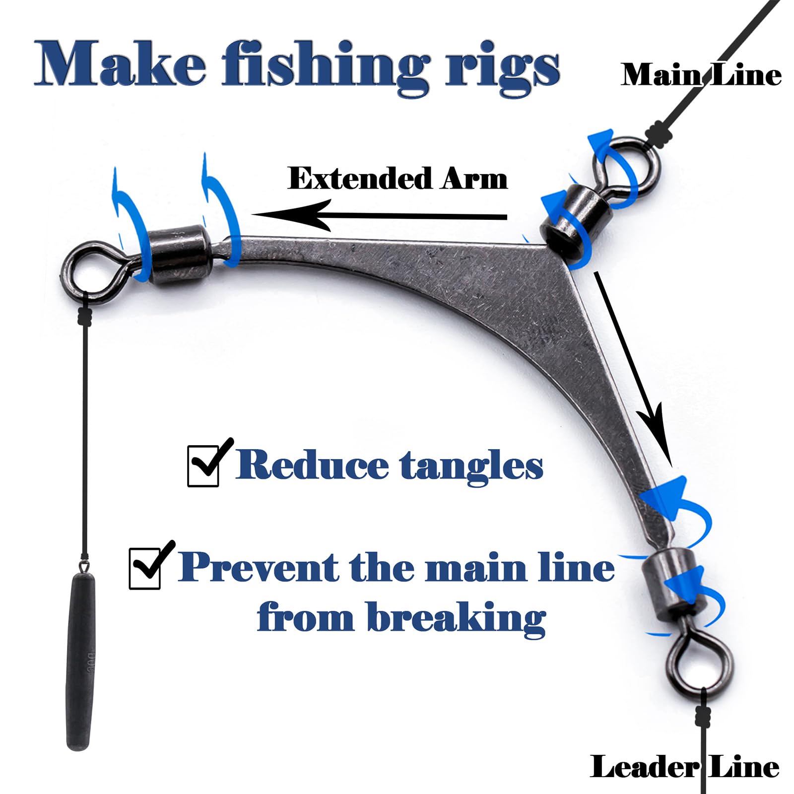 15pcs Stainless Steel 3-Way Swivel Fishing Tackle for Saltwater Fishing Rigs – Perfect for Surf Fishing, Trolling, and Deep Sea Angling