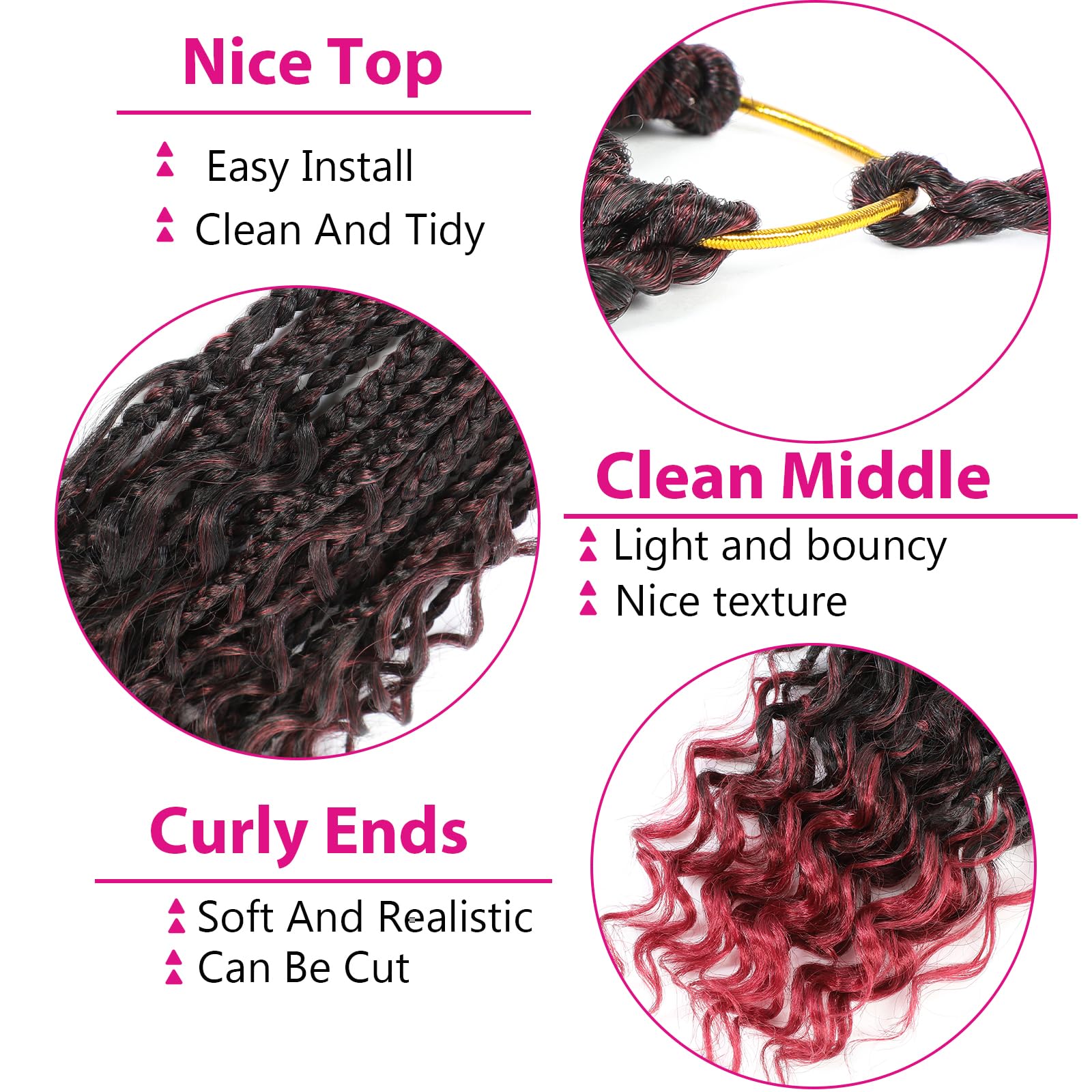 14 Inch Goddess Box Braids Crochet Hair - 3X Bohemian Crochet Box Braids with Curly Ends | Synthetic Hair Extensions (Pack of 8) | Perfect for Protective Styles, Natural Hair Care, and Everyday Fashion