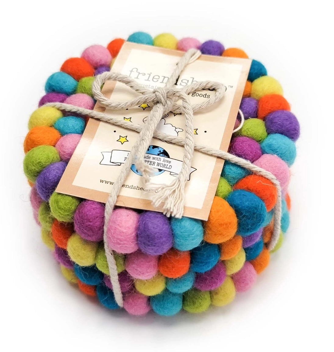 Eco-Friendly Wool Coasters Set of 6 - Natural Fiber Drink Coasters for Hot & Cold Beverages - Perfect for Home, Office, or Restaurant Use