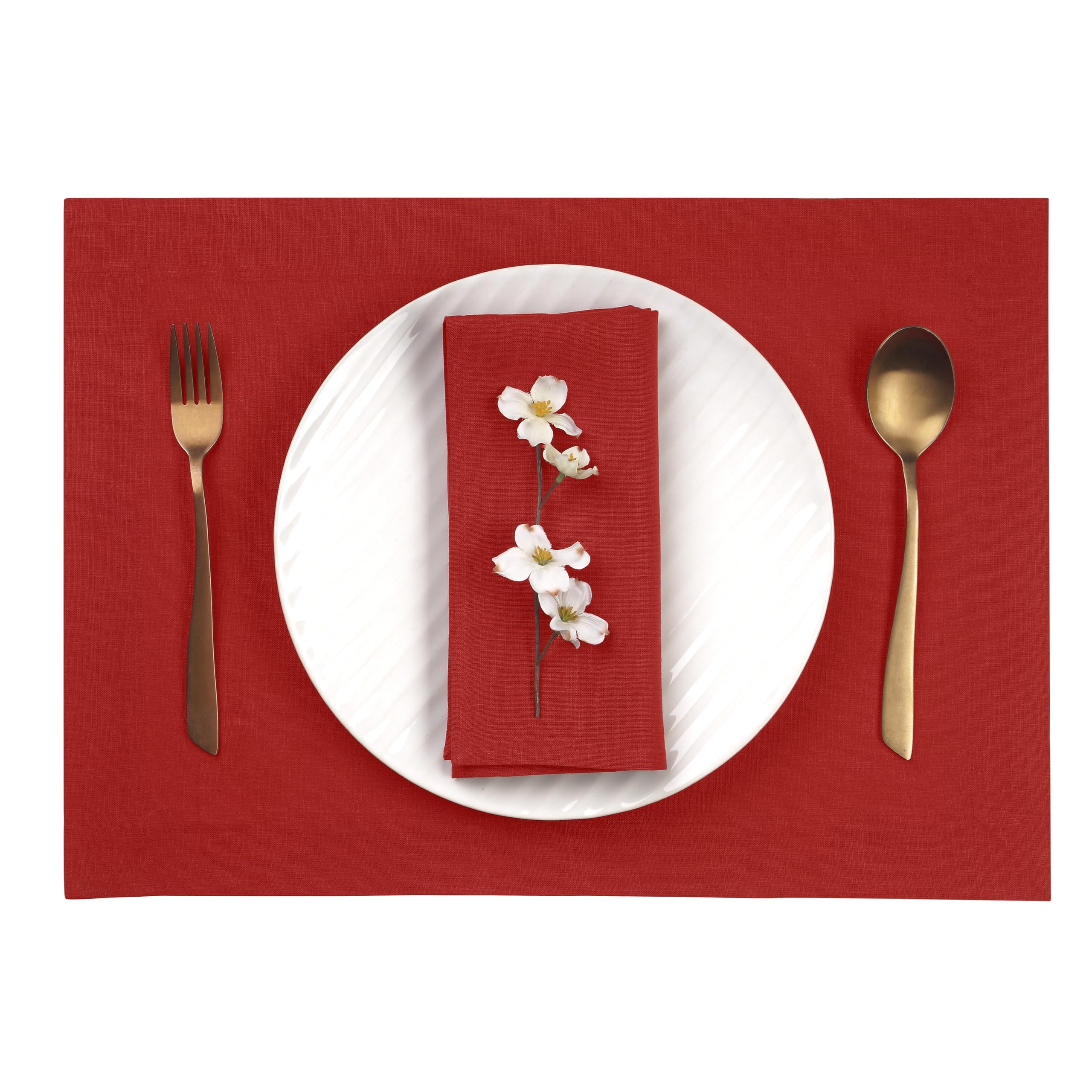 D'Moksha Homes 100% Pure Linen Placemats Set of 4 - 14
