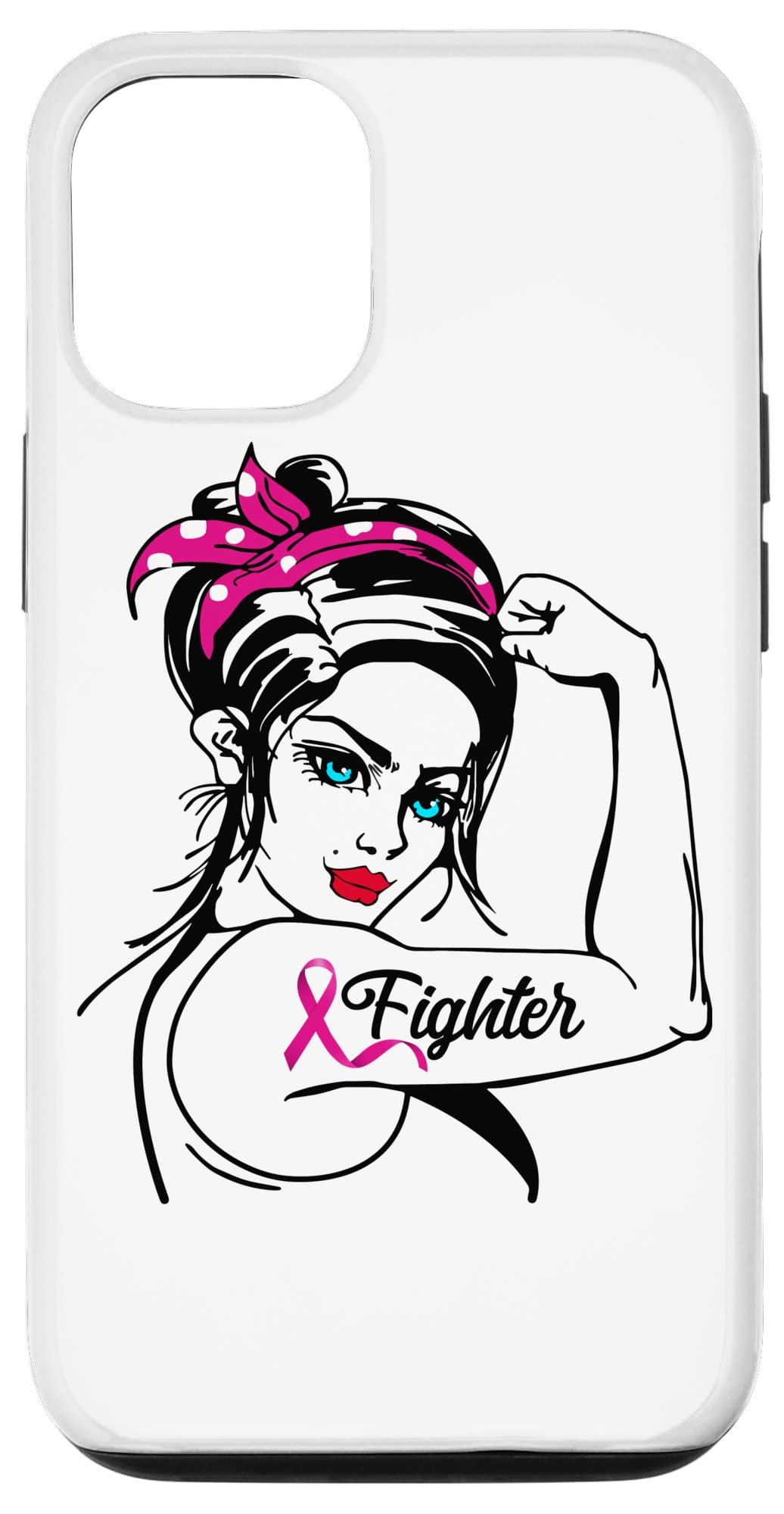 iPhone 12/12 Pro Case - Fighter Rosie The Riveter Design - Breast Cancer Awareness Phone Cover - Perfect for Everyday Use & Supporting Cancer Awareness