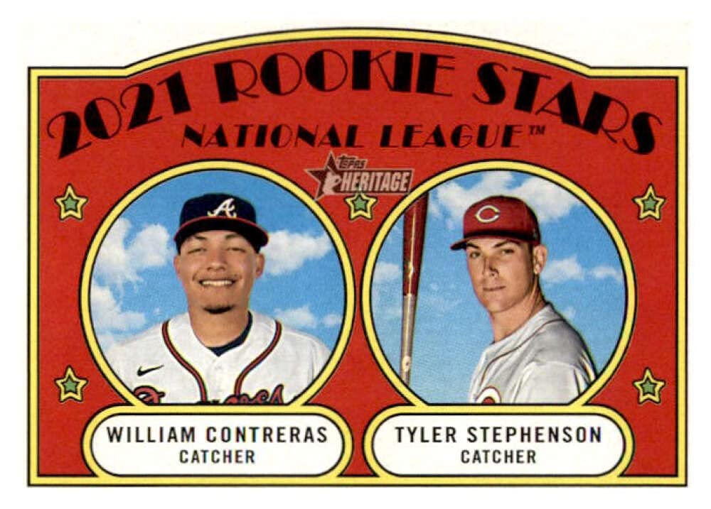 2021 Topps Heritage #81 Tyler Stephenson & William Contreras Rookie Baseball Card - Cincinnati Reds vs Atlanta Braves - Perfect for MLB Collectors & Fantasy Baseball Fans