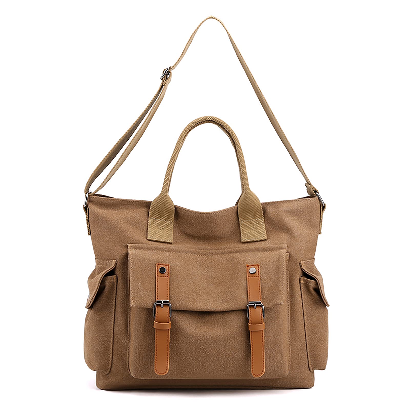 Vintage Canvas Shoulder Bag for Women - Crossbody Messenger Tote Purse with 10.5