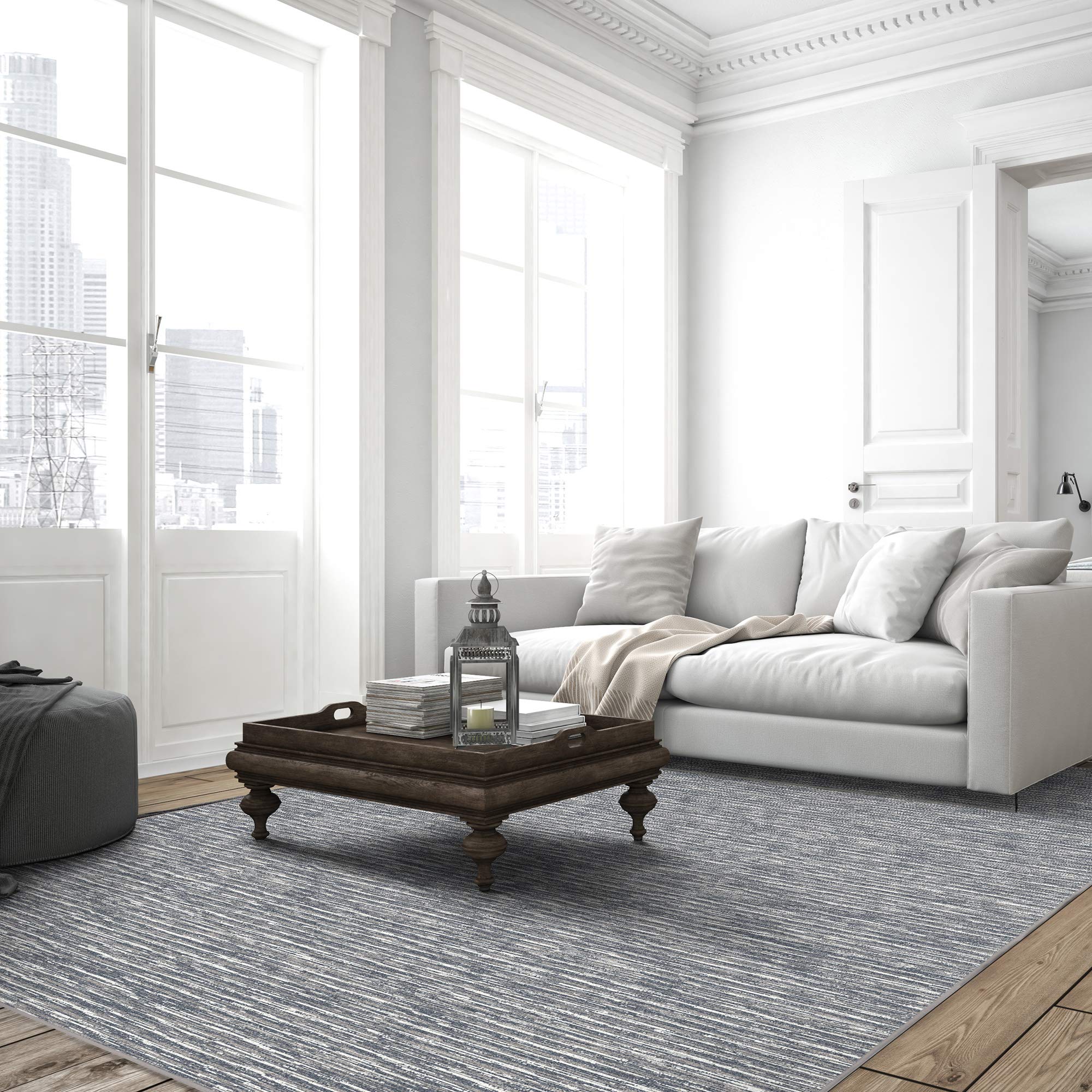 Joy Carpets Balanced Decorative Area Rug in Color Anchor - Soft Non-Slip Living Room Rug for Home, Bedroom, and Office Decor