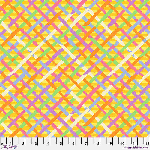 Brandon Mably for Kaffe Fassett Collective PWBM037 Mad Plaid Gold Quilting Fabric - Premium Cotton Material for Quilting, Sewing & Home Decor Projects