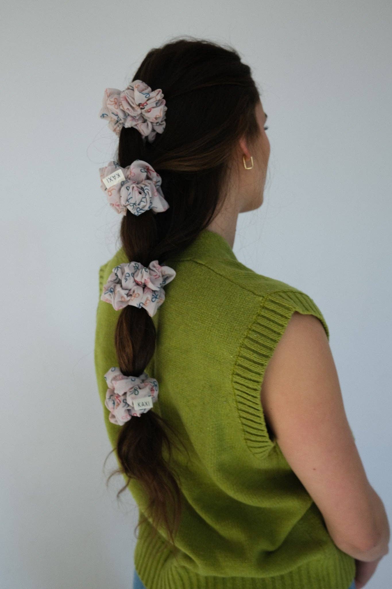 Bow Pattern Hair Scrunchie - Soft Elastic Hair Tie for Women & Girls - Perfect for Workouts, School, and Everyday Styling