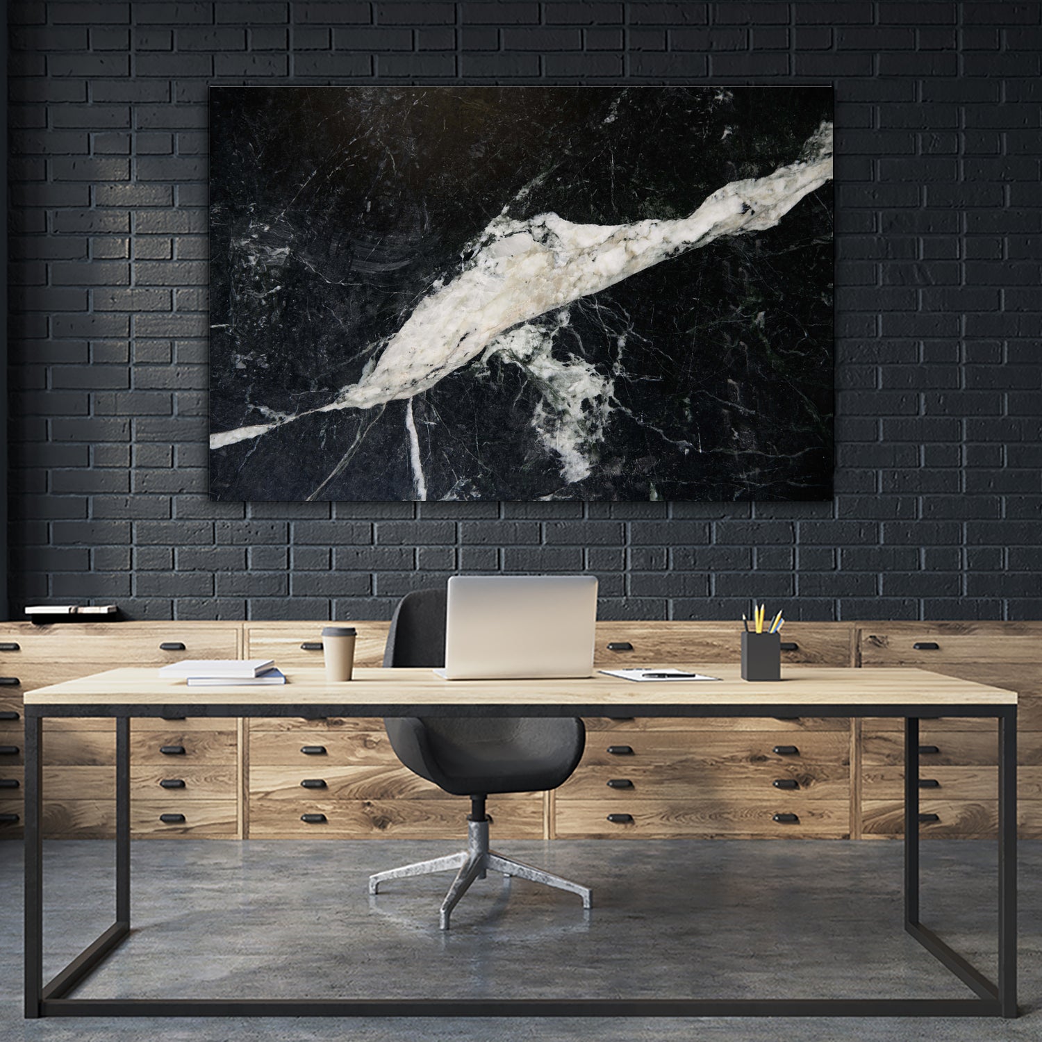 Black Marble Glam #2 - Elegant Marble Texture Wall Art for Home & Office Decor | Perfect for Living Room, Bedroom, or Workspace