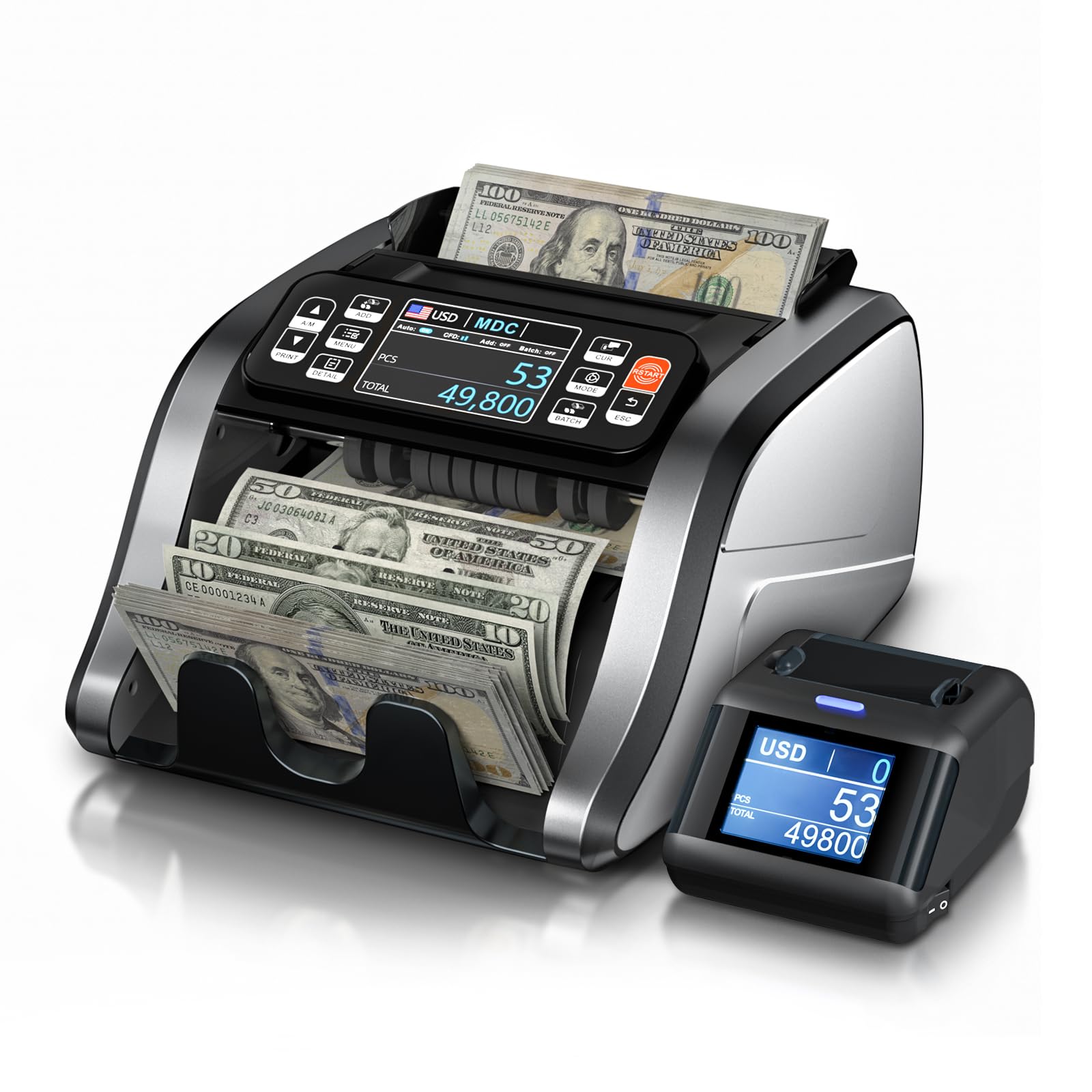 Aneken Pro ALN60 Mixed Denomination Bill Counter Machine with Printer - High-Speed Cash Counting for Banks, Retail Stores & Small Businesses