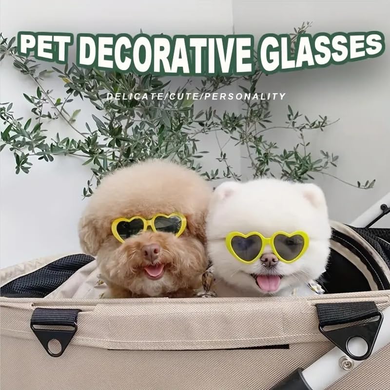 Stylish Pink Heart-Shaped Sunglasses for Small Dogs & Cats - Cute Pet Accessories for Photos, Parties & Outdoor Fun - UV Protection Sun Glasses for Pets