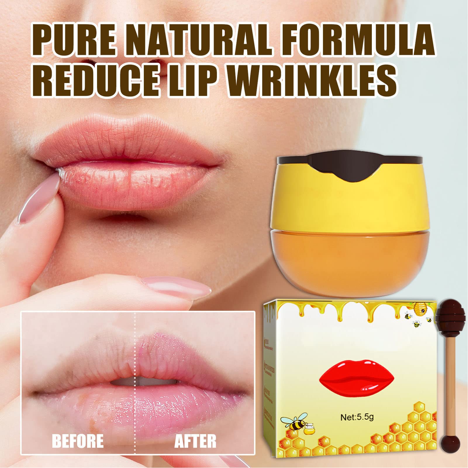 2PCS Honey Bee Lip Balm Set - Moisturizing & Exfoliating Beeswax Lip Care for Hydrated, Shiny Lips | Natural Nourishing Lip Repair Mask & Moisturizer | Perfect for Dry Lips, Winter Care & Daily Lip Treatment