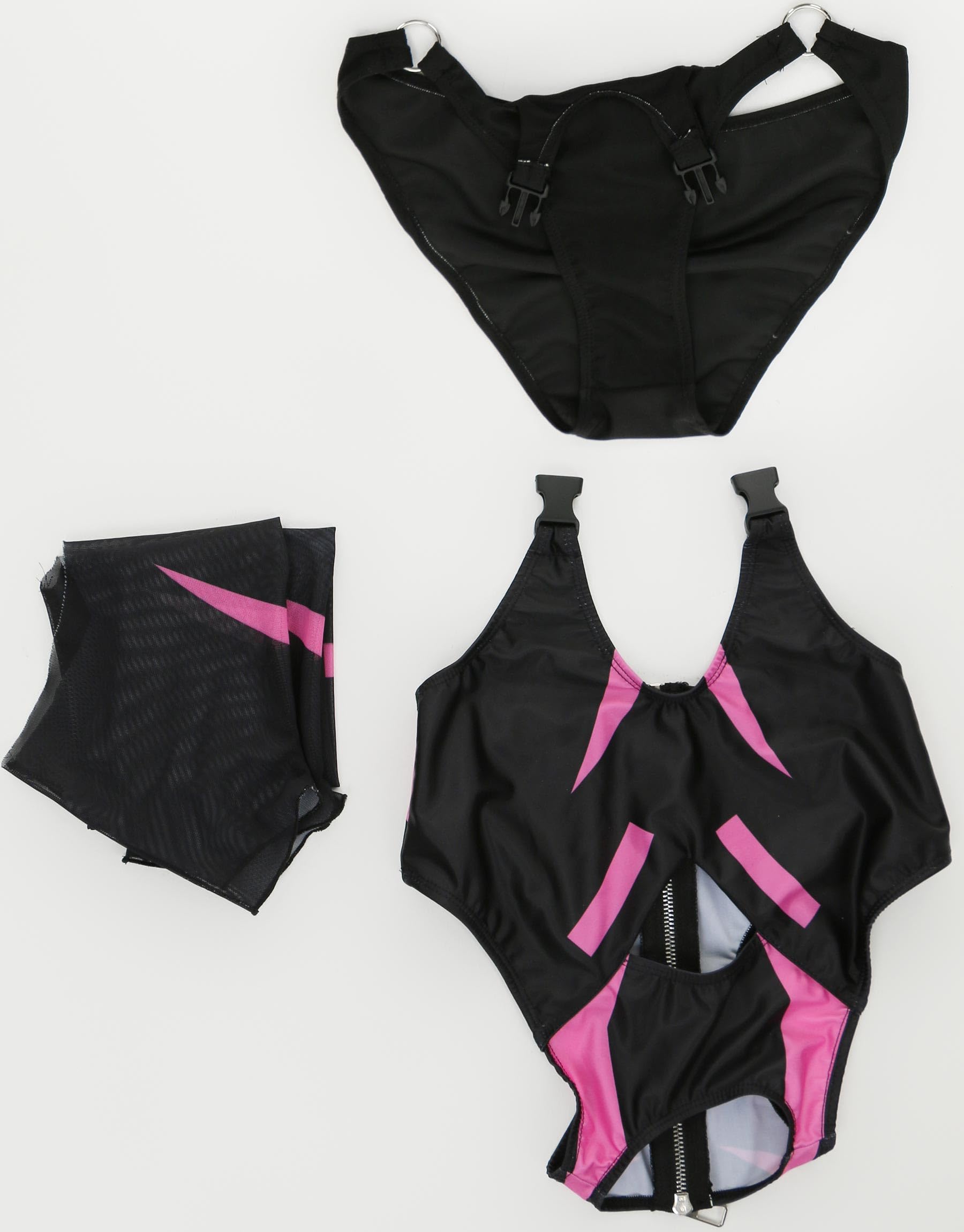 MEOWCOS Gothic One Piece Swimsuit for Women - Black & Pink Cutout Bathing Suit with Shrug Cover Up | Sexy Swimwear for Beach, Pool Party & Summer Vacation