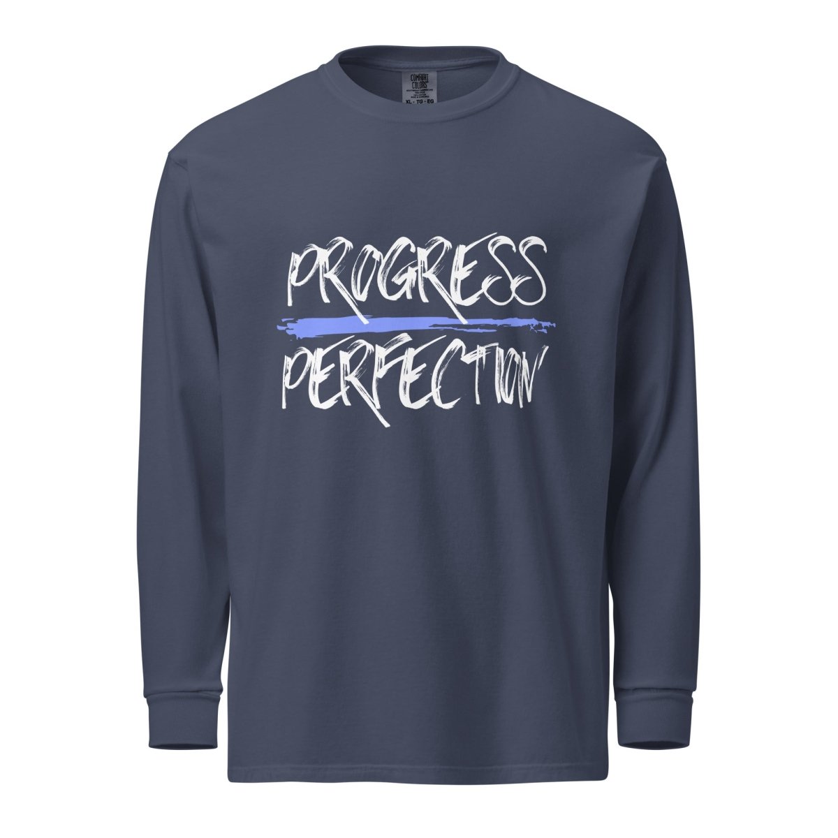 Progress Over Perfection Heavyweight Unisex Long Sleeve T-Shirt - Comfortable Cotton Crewneck Top for Workouts, Casual Wear & Everyday Use