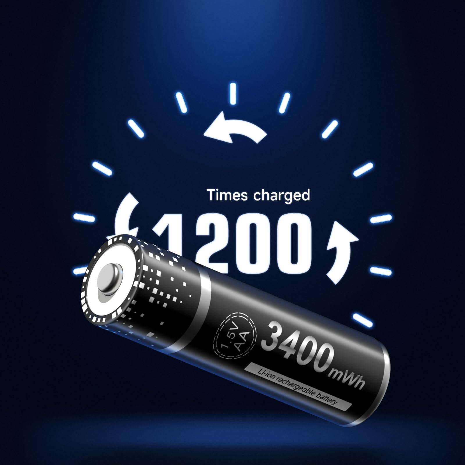 8 Pack Rechargeable AA Lithium Batteries 3400mWh - 1.5V Constant Output High Capacity Double A Batteries with Storage Case - Perfect for Cameras, Flashlights, Toys & Electronic Devices
