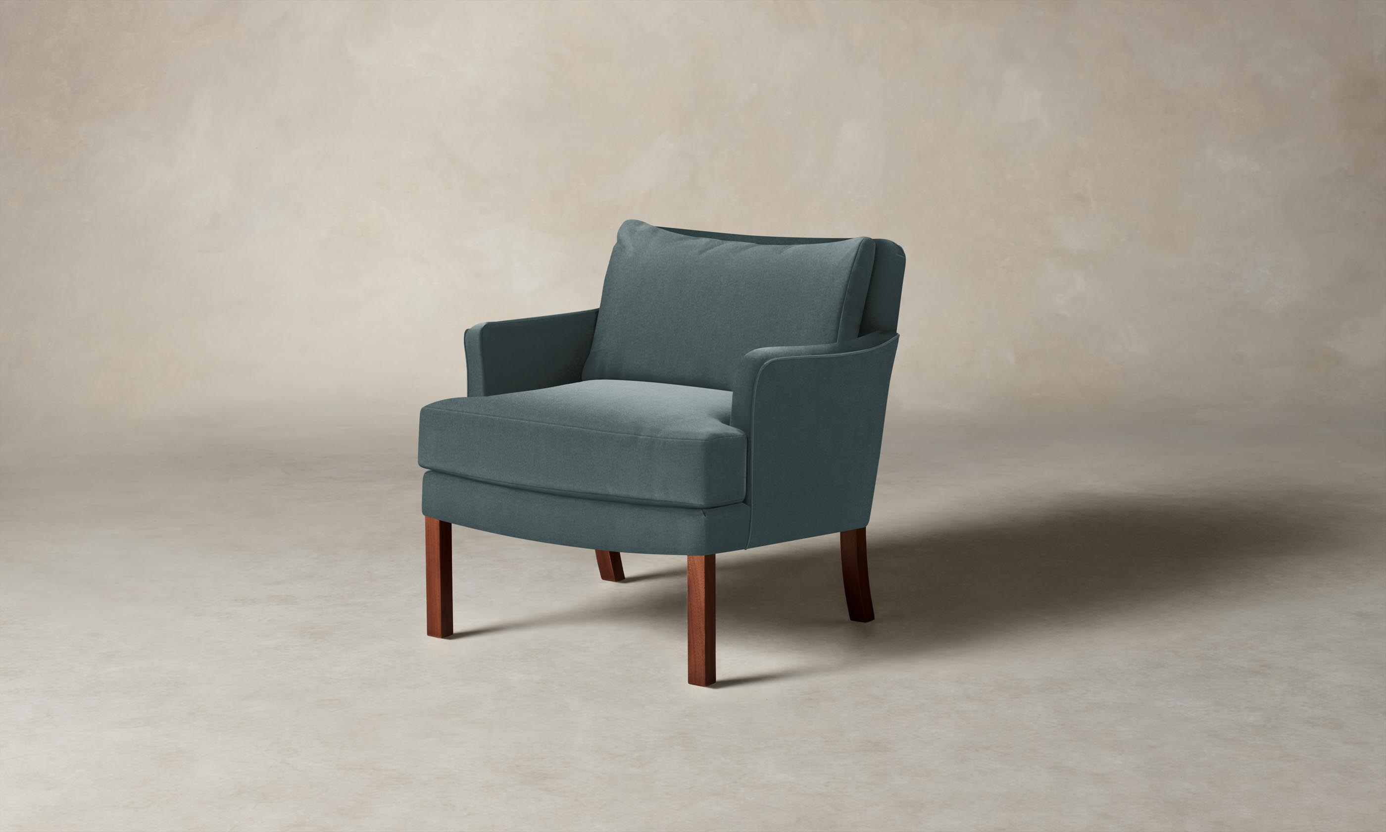 Kaye Chair - Premium Mohair Upholstered Slate Blue Accent Chair for Living Room, Bedroom & Office - Stylish & Comfortable Seating for Home Decor