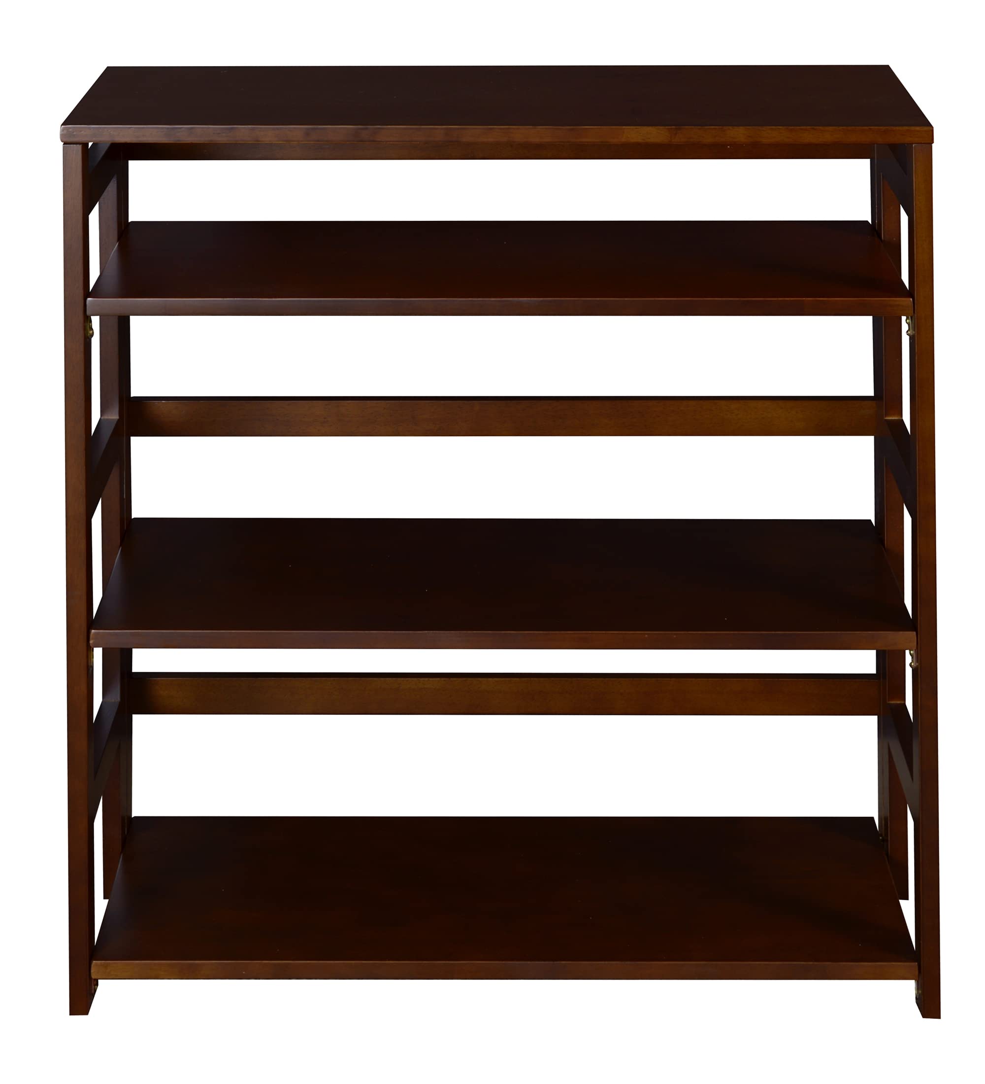 Regency 34-inch High Folding Bookcase Shelf - Mocha Walnut Finish, Space-Saving Storage for Small Rooms, Bedroom, Office & Dorm Organization
