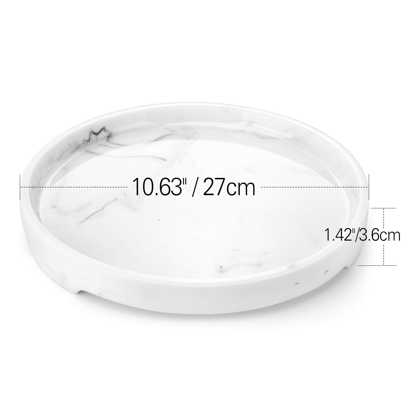 MoKo White Marble Resin Vanity Tray - Round Decorative Perfume & Jewelry Organizer for Dresser, Bathroom, Bedroom | Perfect for Cosmetics Storage, Toilet Tank Decor & Kitchen Counter Display