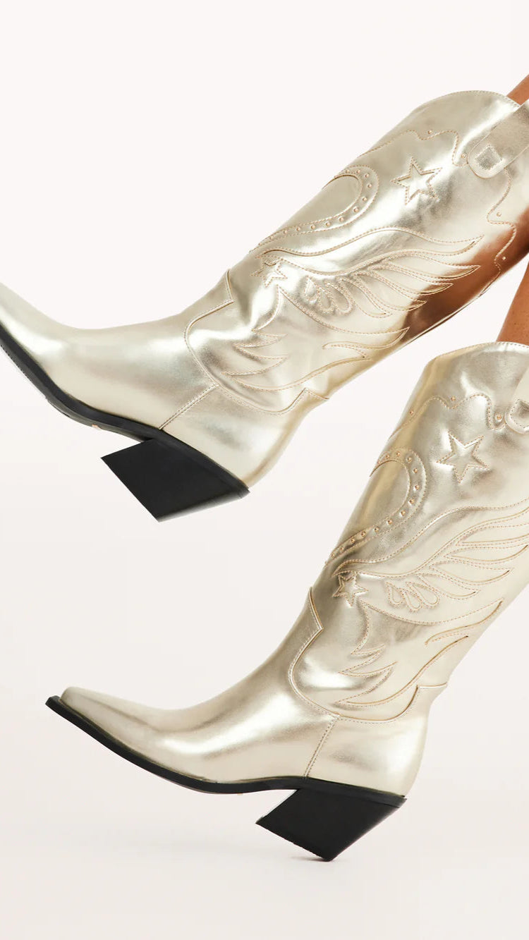 Everlyn Women's Gold Metallic Boots - Stylish Ankle Booties for Fall & Winter Fashion, Parties & Night Out