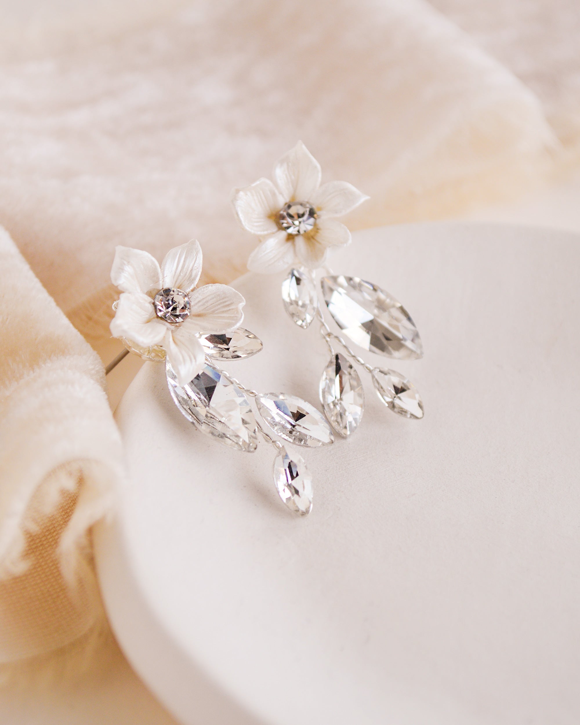 Flora Crystal Earrings for Women - Elegant Floral Dangle Earrings with Sparkling Crystals | Perfect for Weddings, Parties & Special Occasions
