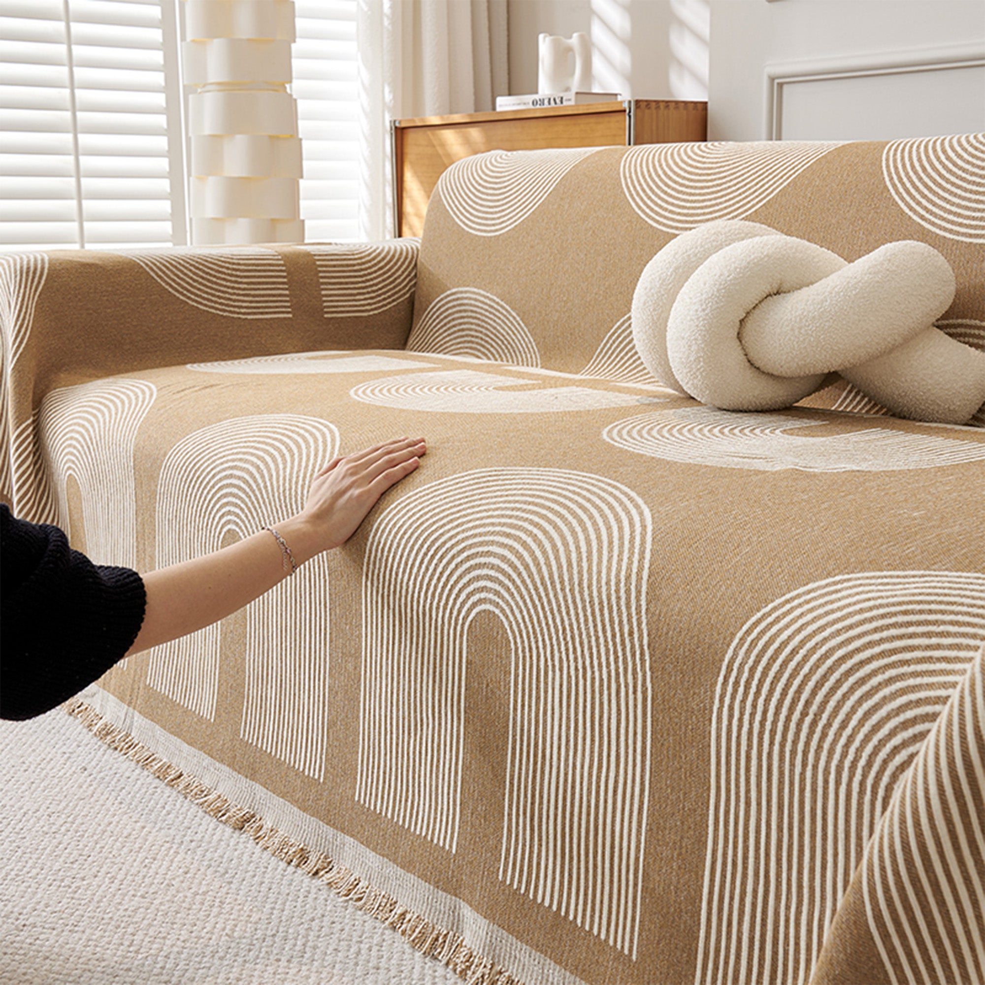 Midnight Curves Sofa Cover - Stretchable Furniture Protector for Couches & Sectionals - Final Sale - Perfect for Living Room, Family Room & Home Decor