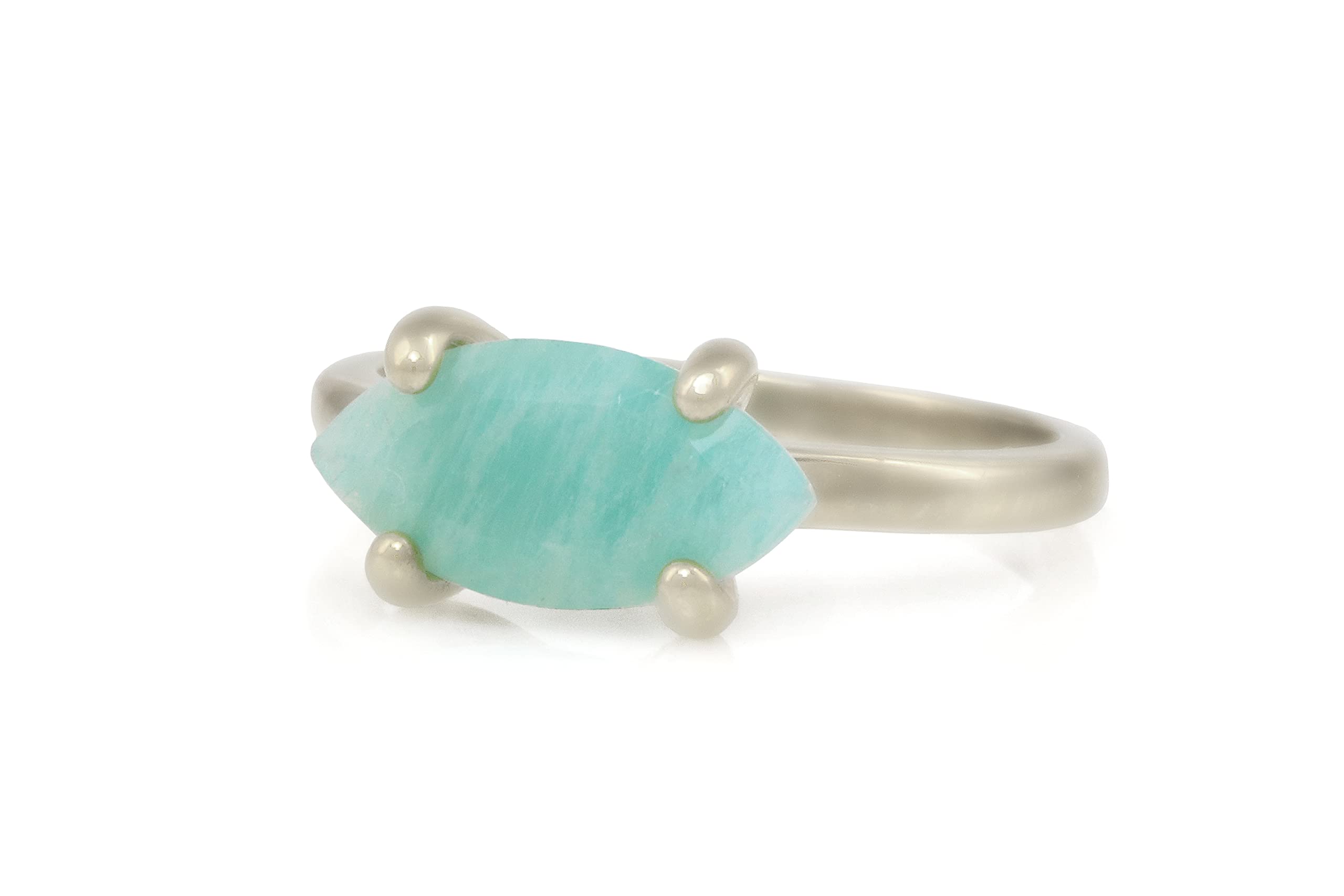 Amazonite Solitaire Ring for Women - Handmade Gold Engagement, Wedding & Promise Ring - Customizable Jewelry with Gift Box - Perfect for Anniversaries, Proposals & Special Occasions