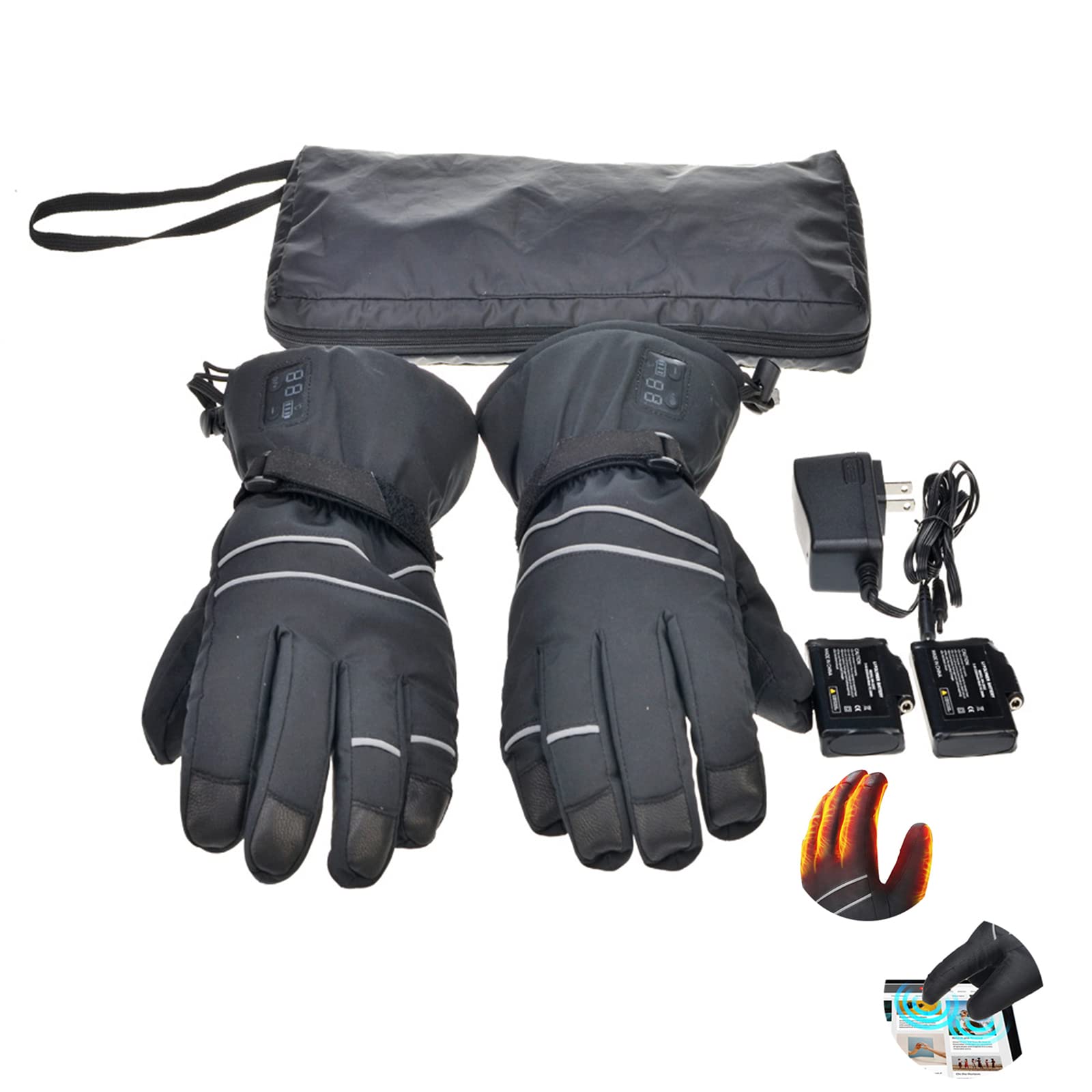 Electric Heated Gloves for Men & Women - Rechargeable Battery Powered Winter Gloves with Touchscreen, Windproof & Waterproof - Perfect for Skiing, Snowboarding, Hiking & Outdoor Activities in Cold Weather