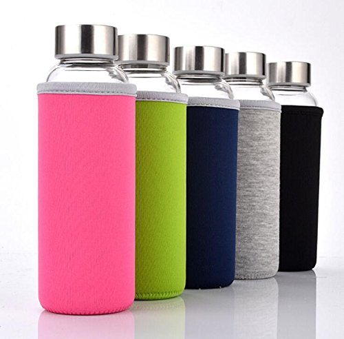 Styleys 18oz Glass Portable Water & Green Tea Maker with Bottom Infuser Filter - Reusable Sports Outdoor Bottle for Hiking, Gym & Travel (Assorted Colors)