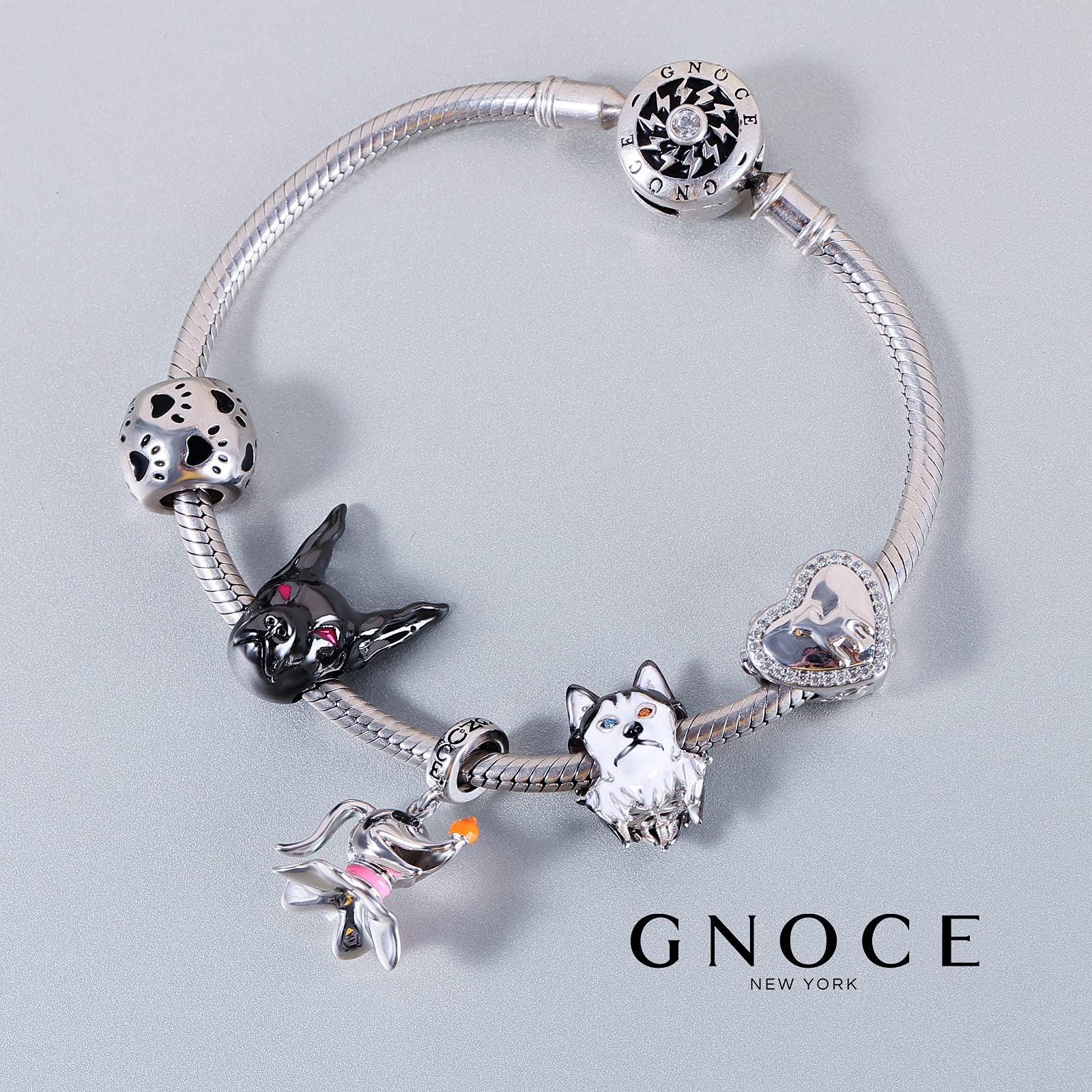 GNOCE Sterling Silver Pet Paw Print Charm Bead - Hollow Animal Paw Charm for Bracelets & Necklaces - Perfect Christmas Gift for Cat & Dog Lovers - Great for Pet Memorial Jewelry and Animal-Themed Accessories