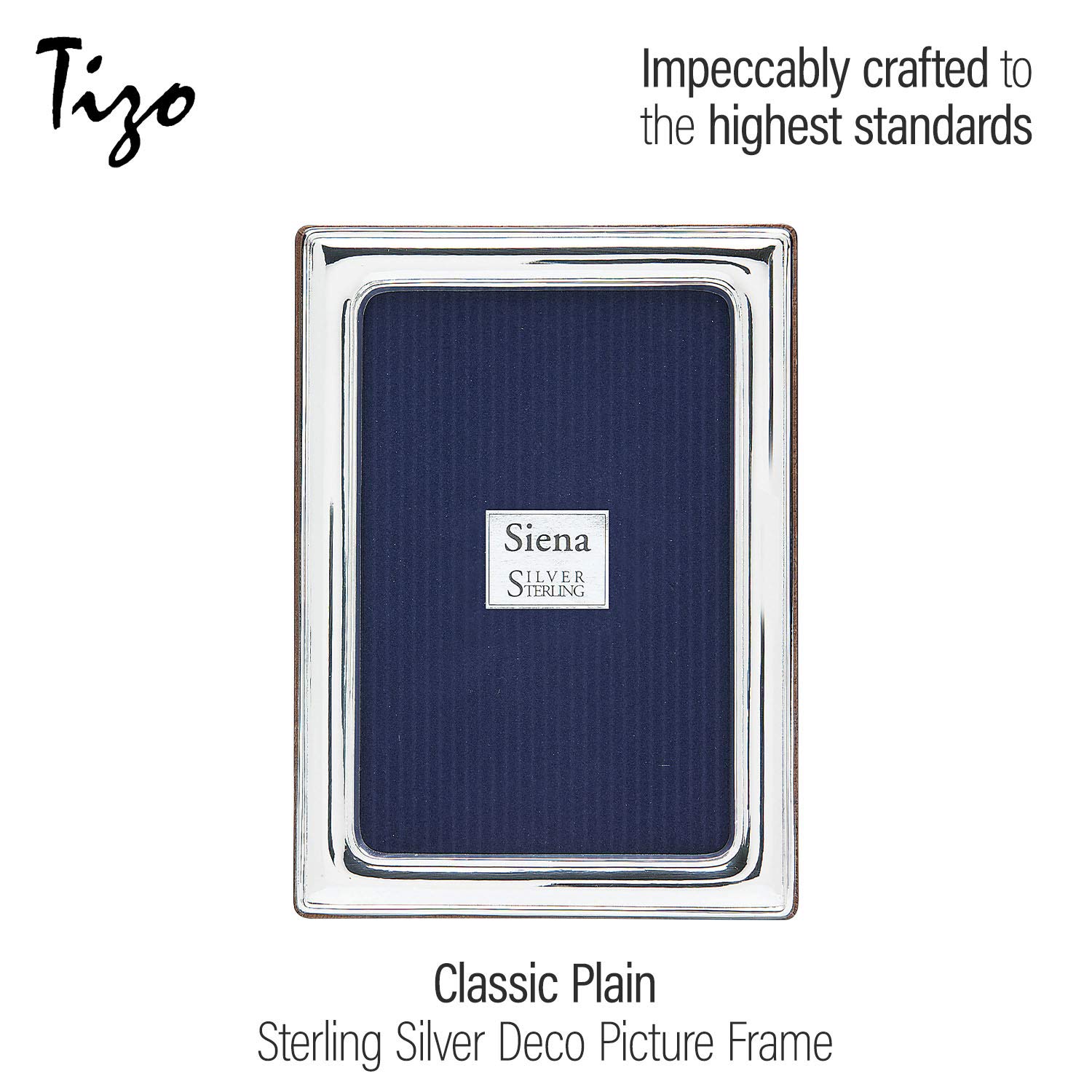 Siena 8x10 Classic Plain Silver Picture Frame - Premium 925 Sterling Silver Photo Frame for Wall Display, Tabletop Decor, Wedding Photos & Gift Giving