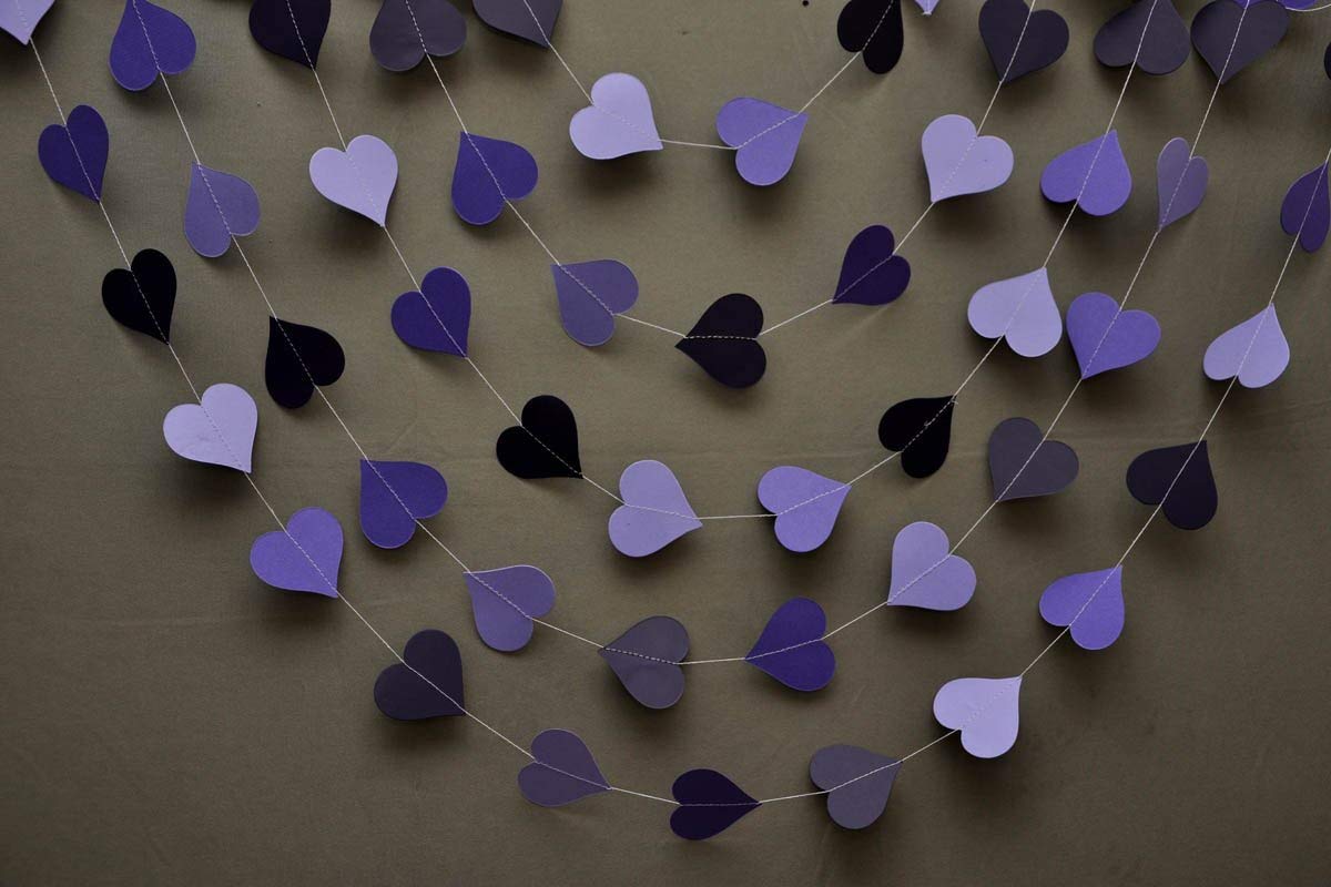Elegant Purple Wedding Garland - Heart-Shaped Floral Decor for Bridal Showers & Wedding Ceremonies | Perfect for Aisle, Arch & Table Decorations