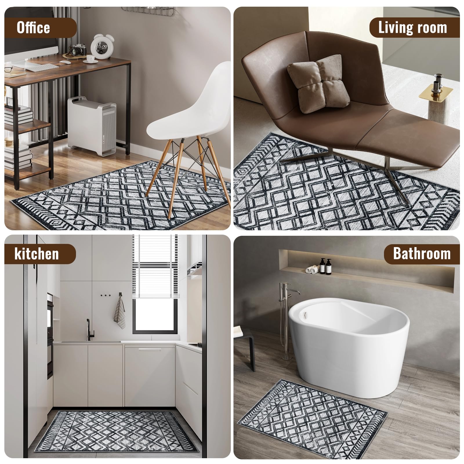 36”x48” Office Chair Mat for Hardwood Floors - Non-Slip Floor Protector with Prismatic Design, Washable Desk Rug for Home & Office Use - Perfect Under Computer Chairs to Protect Hardwood & Tile Floors