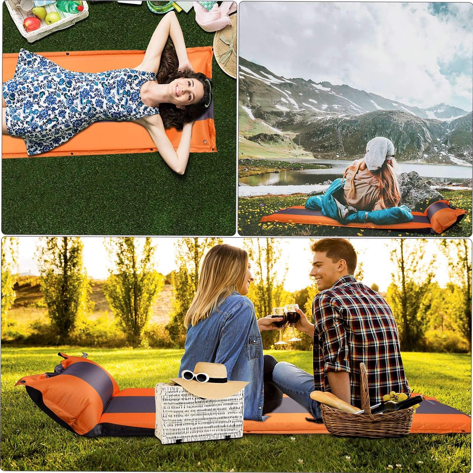 Ultra-Warm & Comfortable Self-Inflating Camping Sleeping Pad - Lightweight Portable Mat for Hiking, Backpacking & Outdoor Adventures - Perfect for Camping, Picnics & Beach Trips