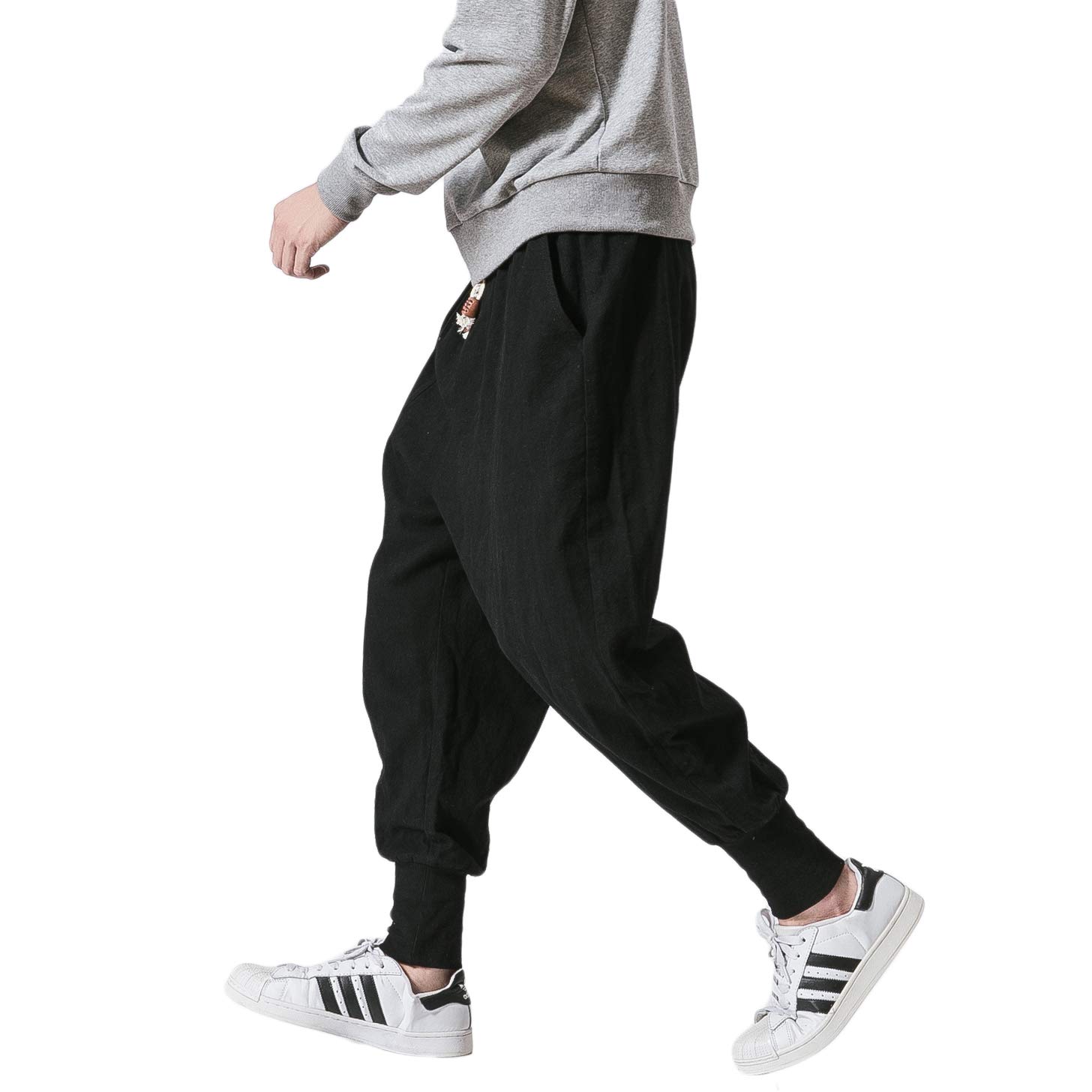 **PRIJOUHE Men's Slim Fit Jogger Sweatpants - Low Crotch Harem Hip Hop Pants for Casual Wear, Gym & Street Style**