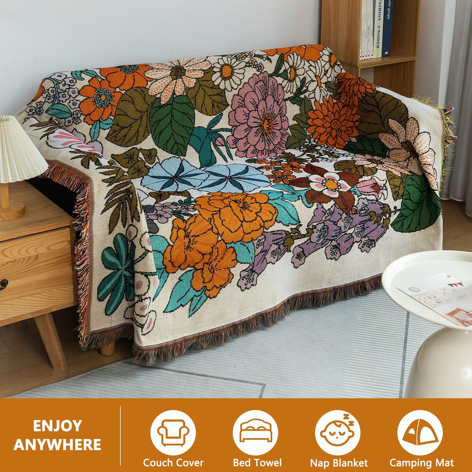 Dreamingo Farmhouse Floral Sofa Cover - 71