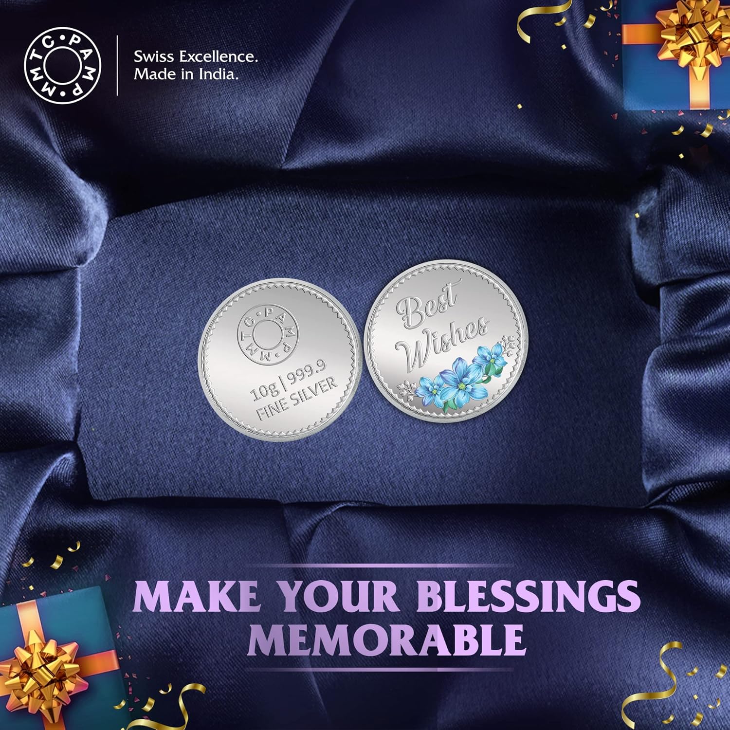 999 MMTC Pure Silver Best Wishes Coin (Design 7) - Collectible Gift for Anniversary, Birthday & Special Occasions