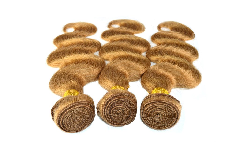YanT 6A Grade Brazilian Human Hair Weave - 3 Bundles 8 Inches Body Wave Ombre Hair #27 Blonde | Perfect for Extensions, Wigs & Styling | Salon-Quality & Natural Look