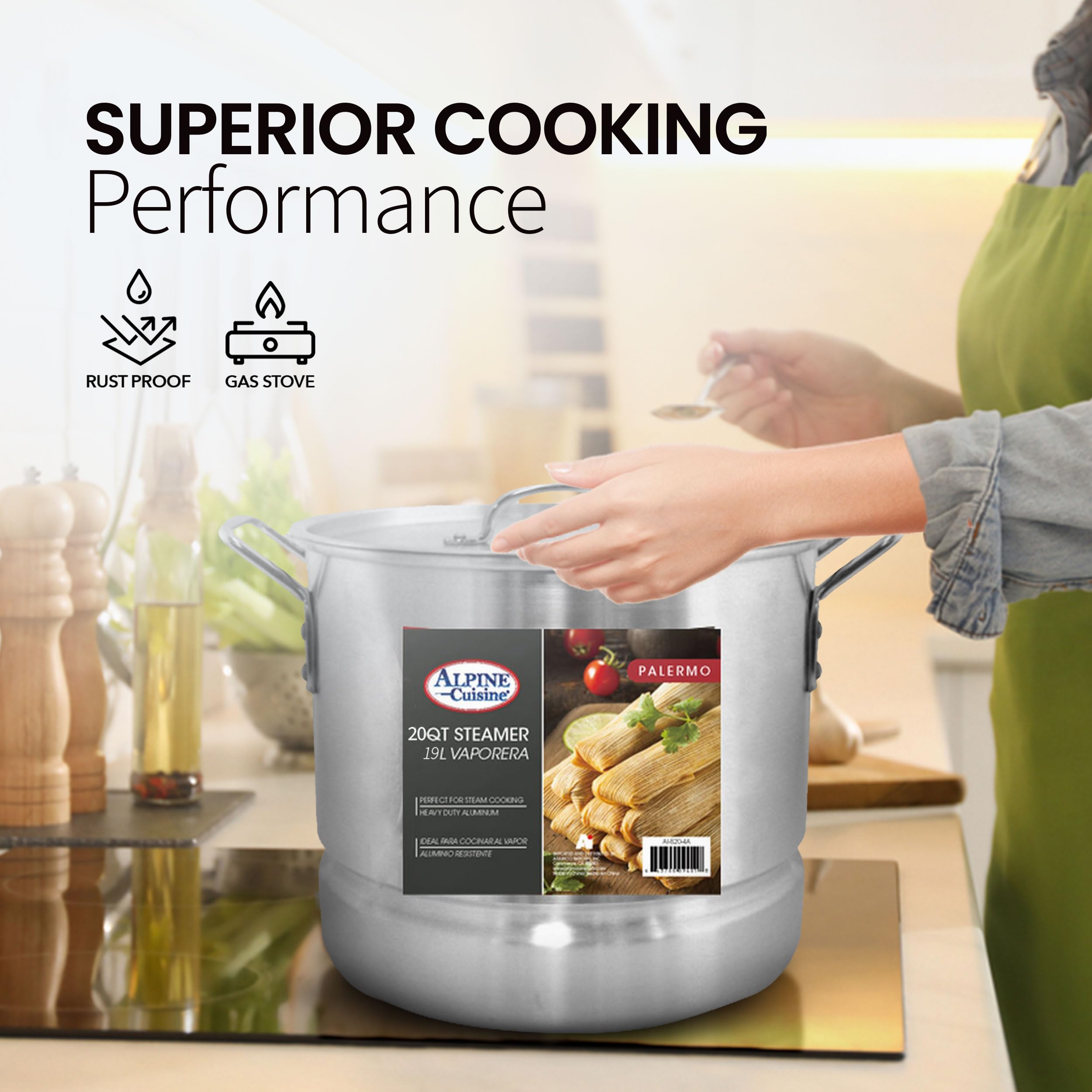 Aluminum Steamer Stock Pot 3-Piece Set with Lids - 20 Quart Multi-Tier Cooking Pot for Large Batch Meals | Ergonomic Handles & Easy Clean Design | Perfect for Family Dinners, Meal Prep & Catering