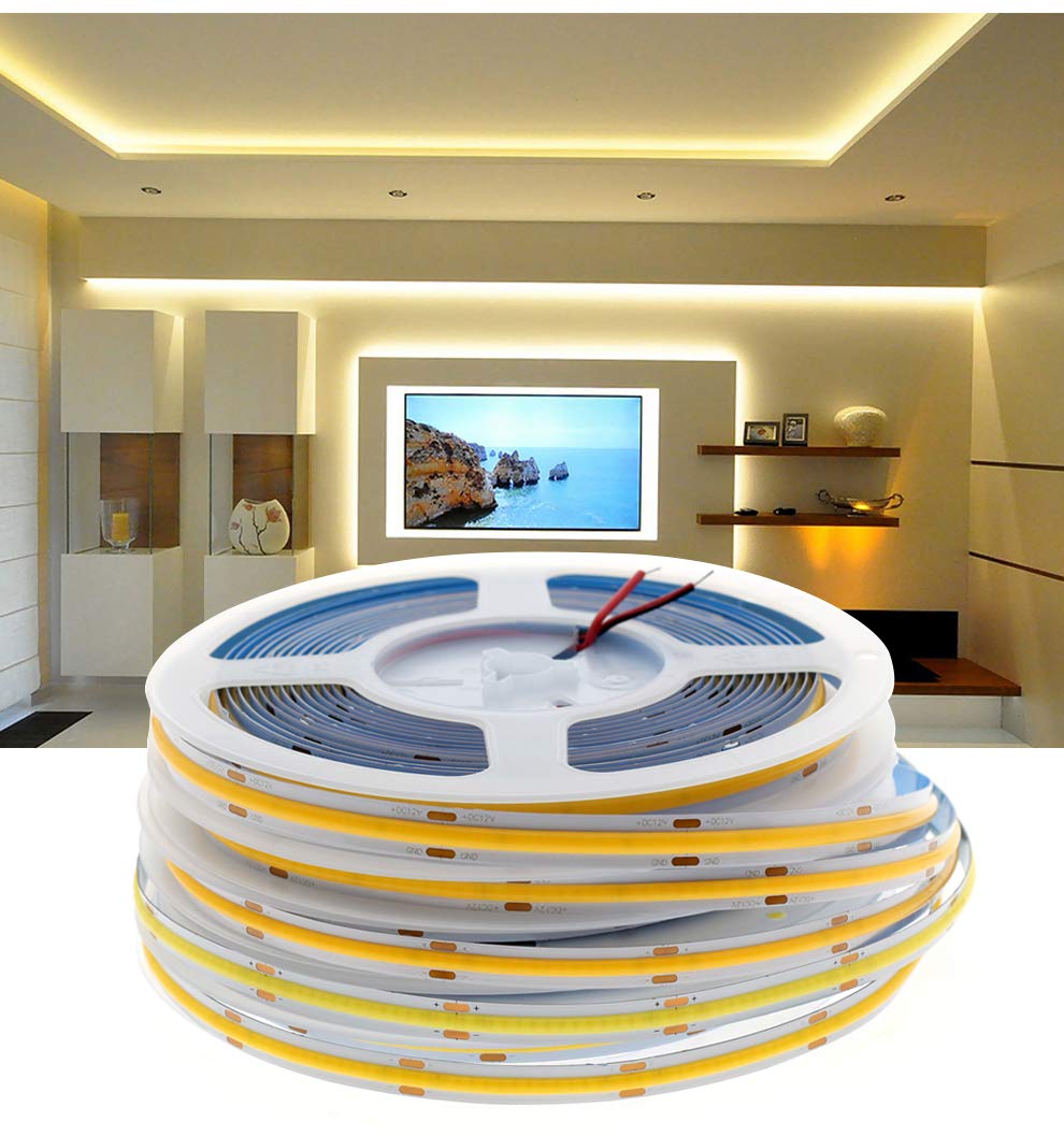 Premium 24V DC COB UHB LED Strip - High Density Flexible Tape with CRI 90 (3000K/4000K/6000K Options) - 5M 528 LEDs/m Cool White 6000K for Home, Office & Commercial Lighting