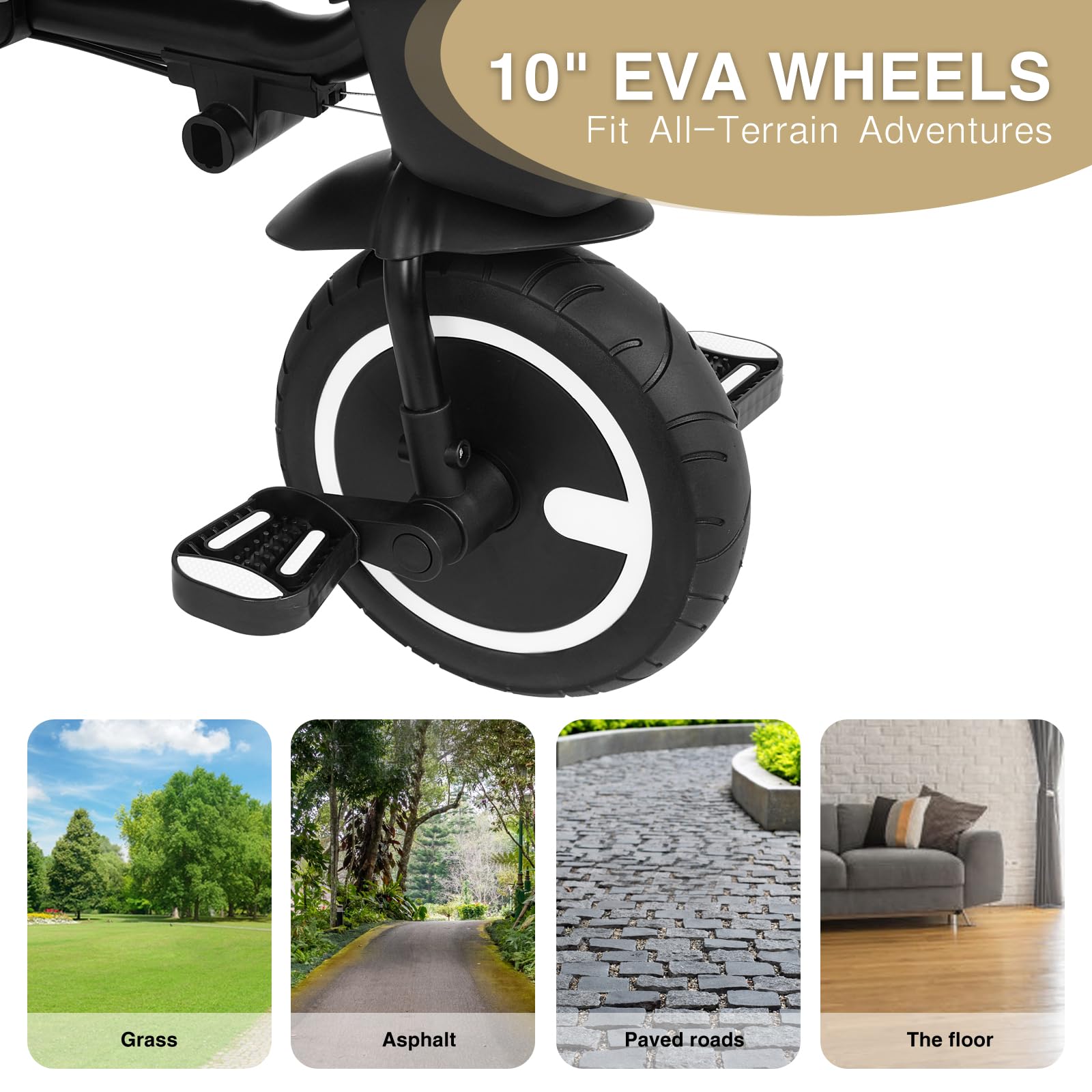 6-in-1 Foldable Baby Tricycle with Adjustable Canopy & Safety Harness - Convertible Toddler Trike for 7 Months to 5 Years Old Boys & Girls - Removable Push Handle, Rotating Seat & Storage Basket - Perfect for Outdoor Play, Park Rides & Learning Balance
