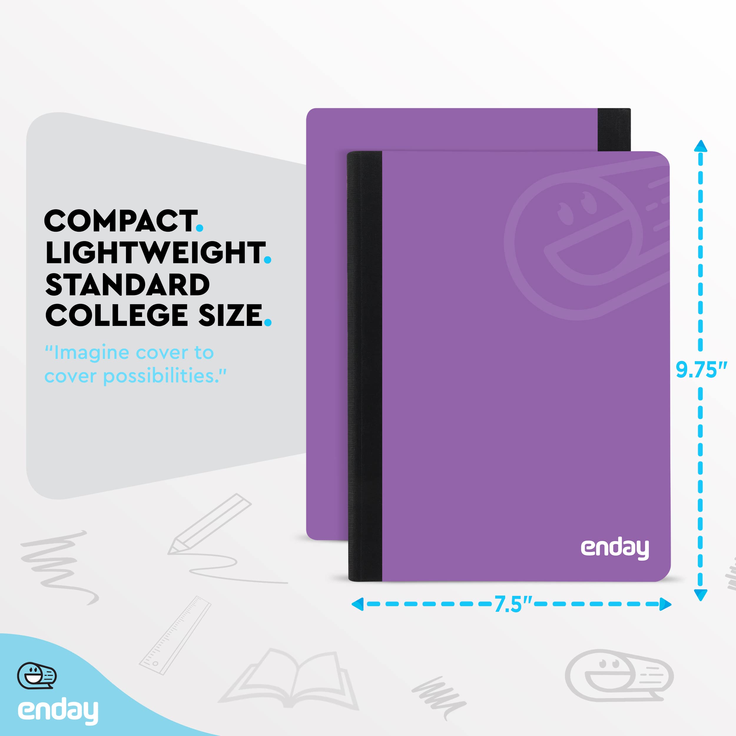 Premium Purple Hard Cover Composition Notebooks - College Ruled, 100 Sheets (96 Pack Bulk) for School, Office & Journaling - Durable Lined Writing Books by Enday